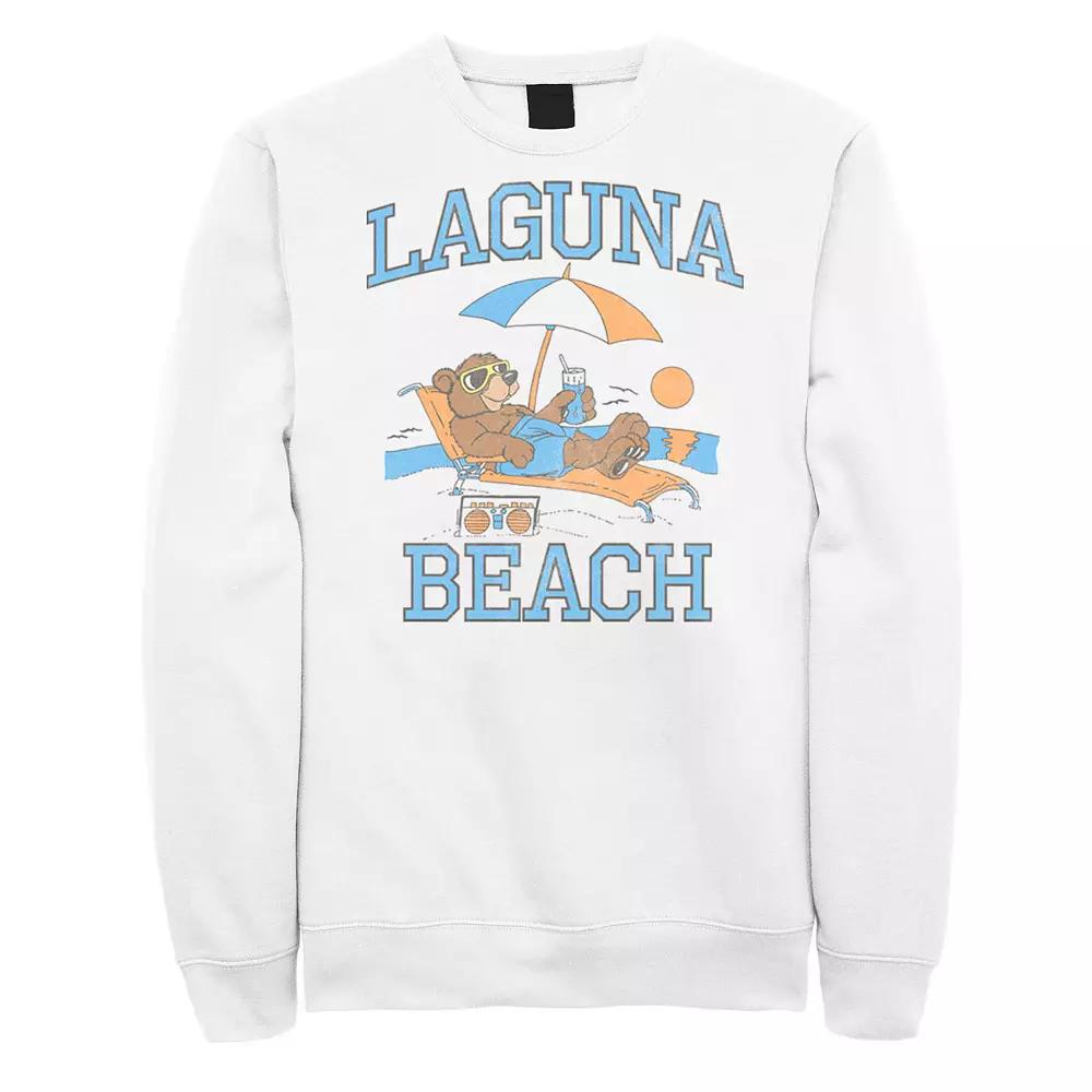Men's Laguna Beach Bear Vacation Sweatshirt, Size: XXL, White Product Image