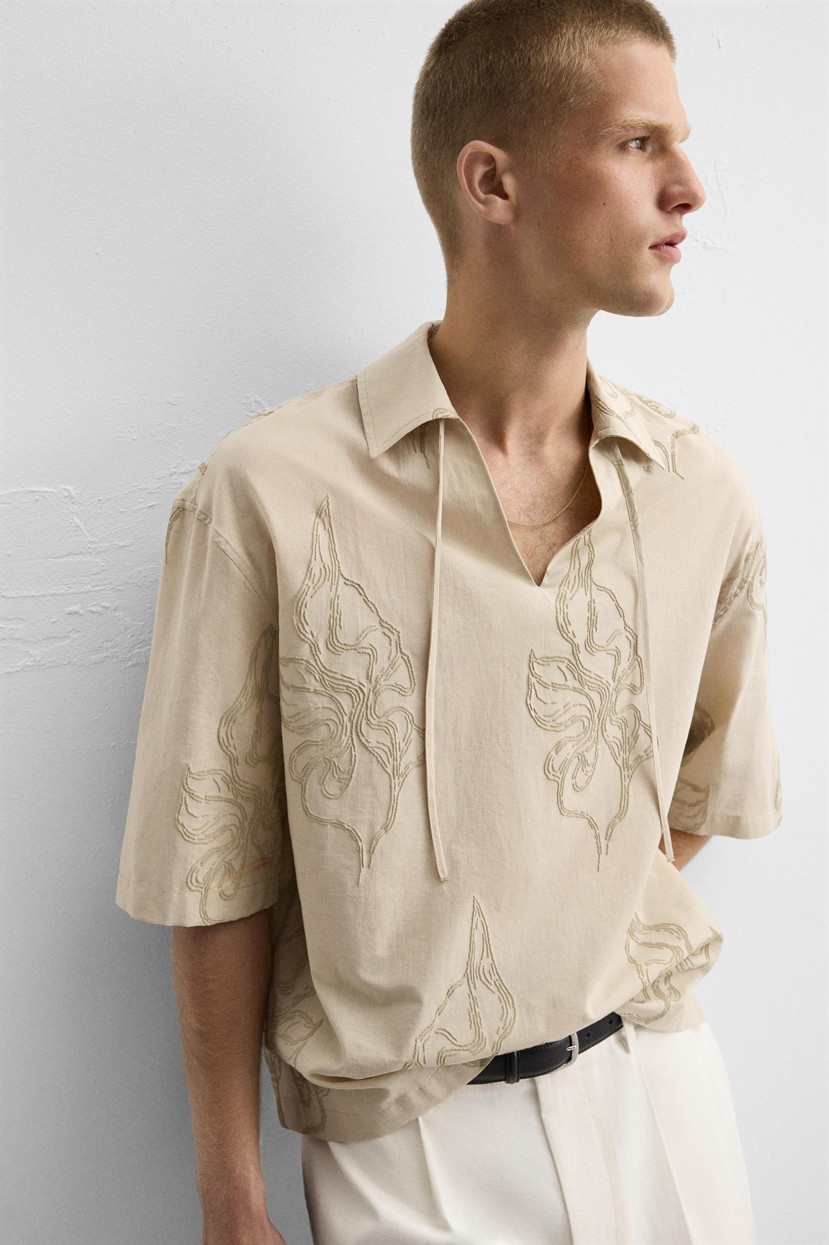 LEAF EMBROIDERED SHIRT Product Image