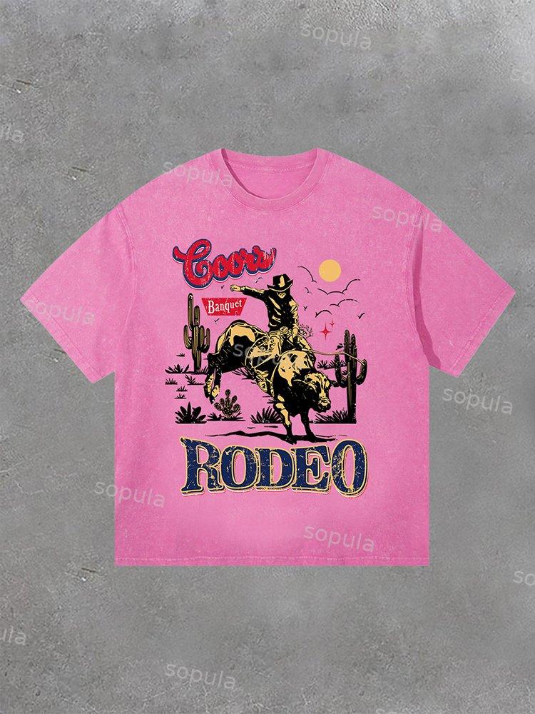 Men's Coors Banquet Rodeo Classic Graphics Acid Washed Vintage T-Shirt Product Image