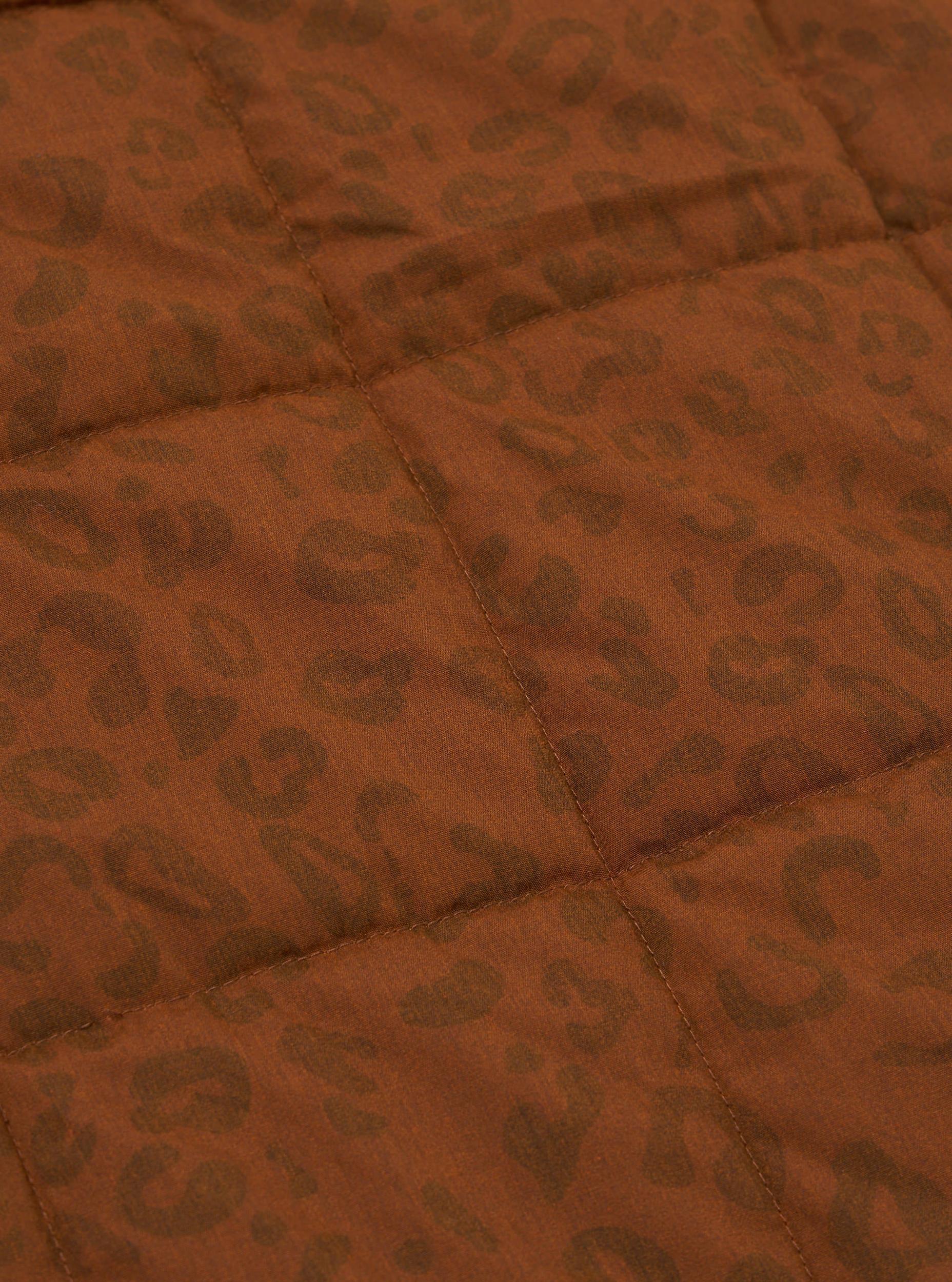 Universal Works Carlton Gilet in Orange Leopard Recycled Polytech Product Image