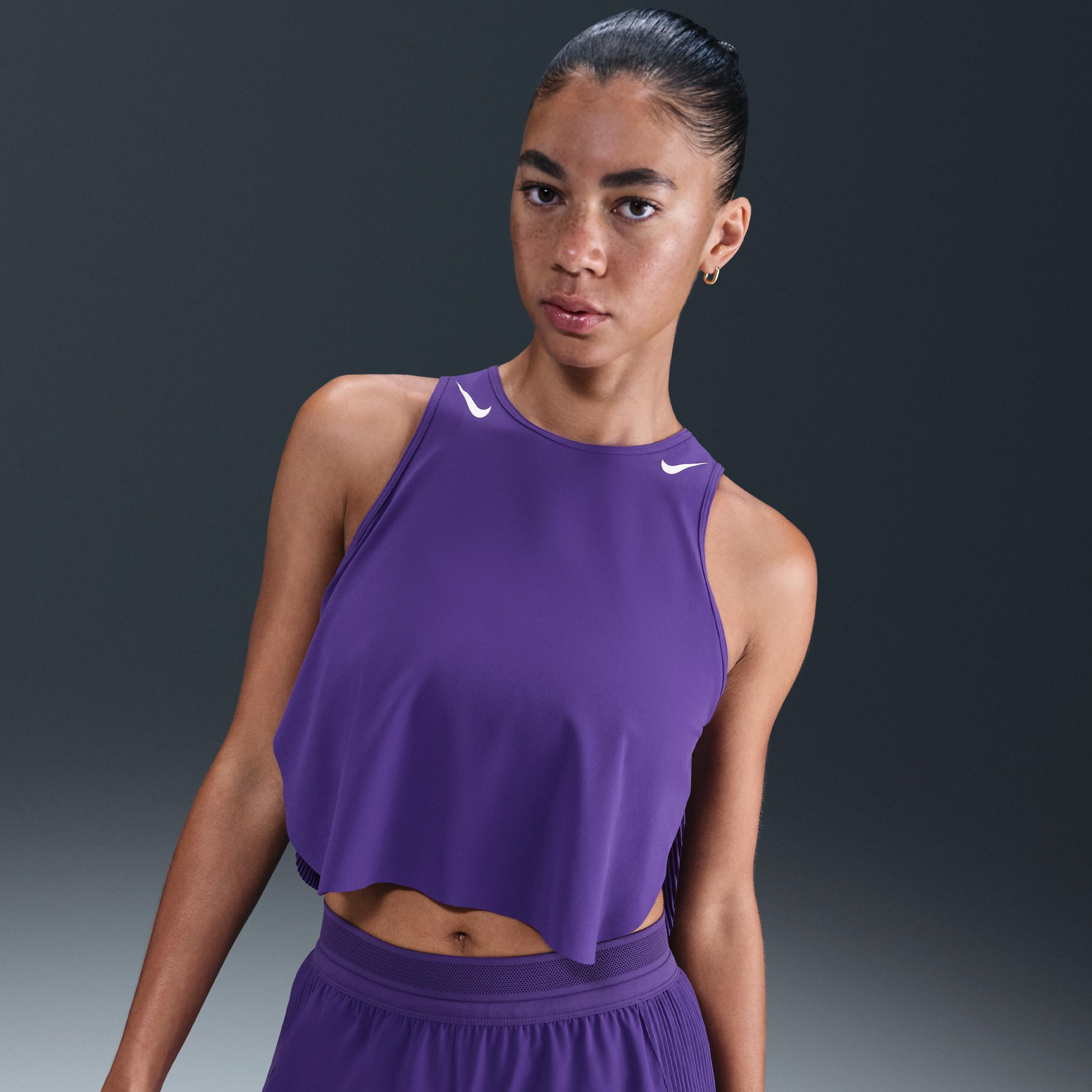 Nike Womens AeroSwift Dri-FIT ADV Cropped Running Tank Top | FN2713-547 Product Image