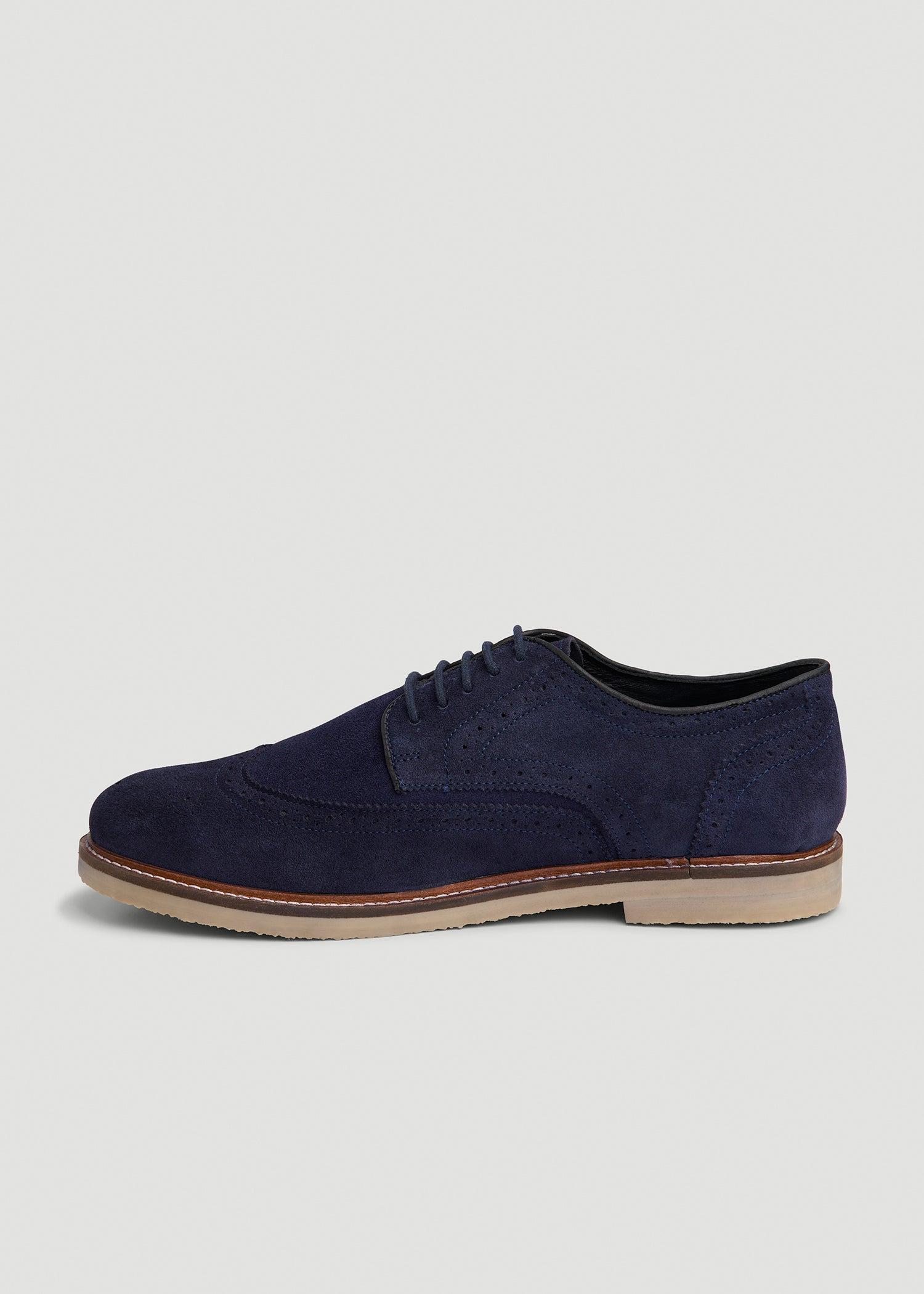Suede Wingtip Oxfords for Tall Men in Dark Navy Male Product Image