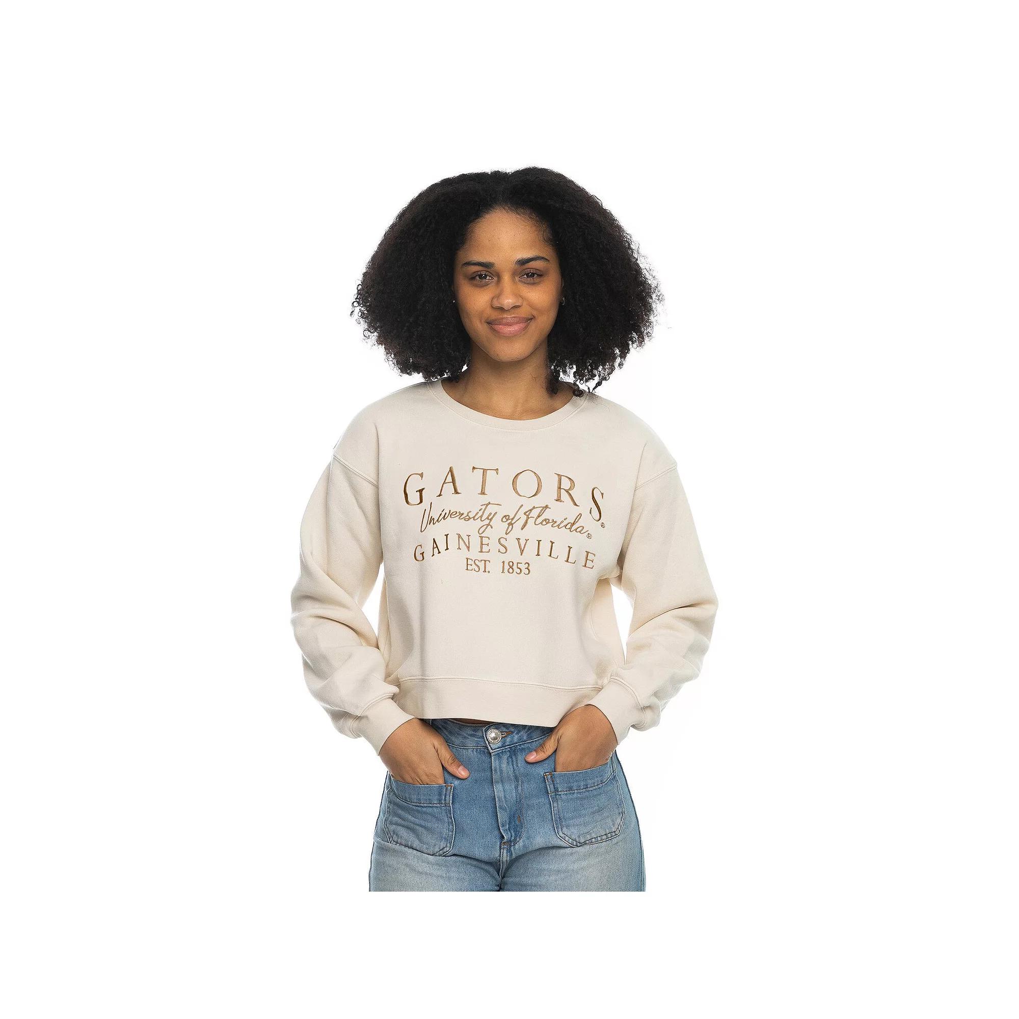 Women's ZooZatz Tan Florida Gators Cropped Crewneck Sweatshirt,  Product Image