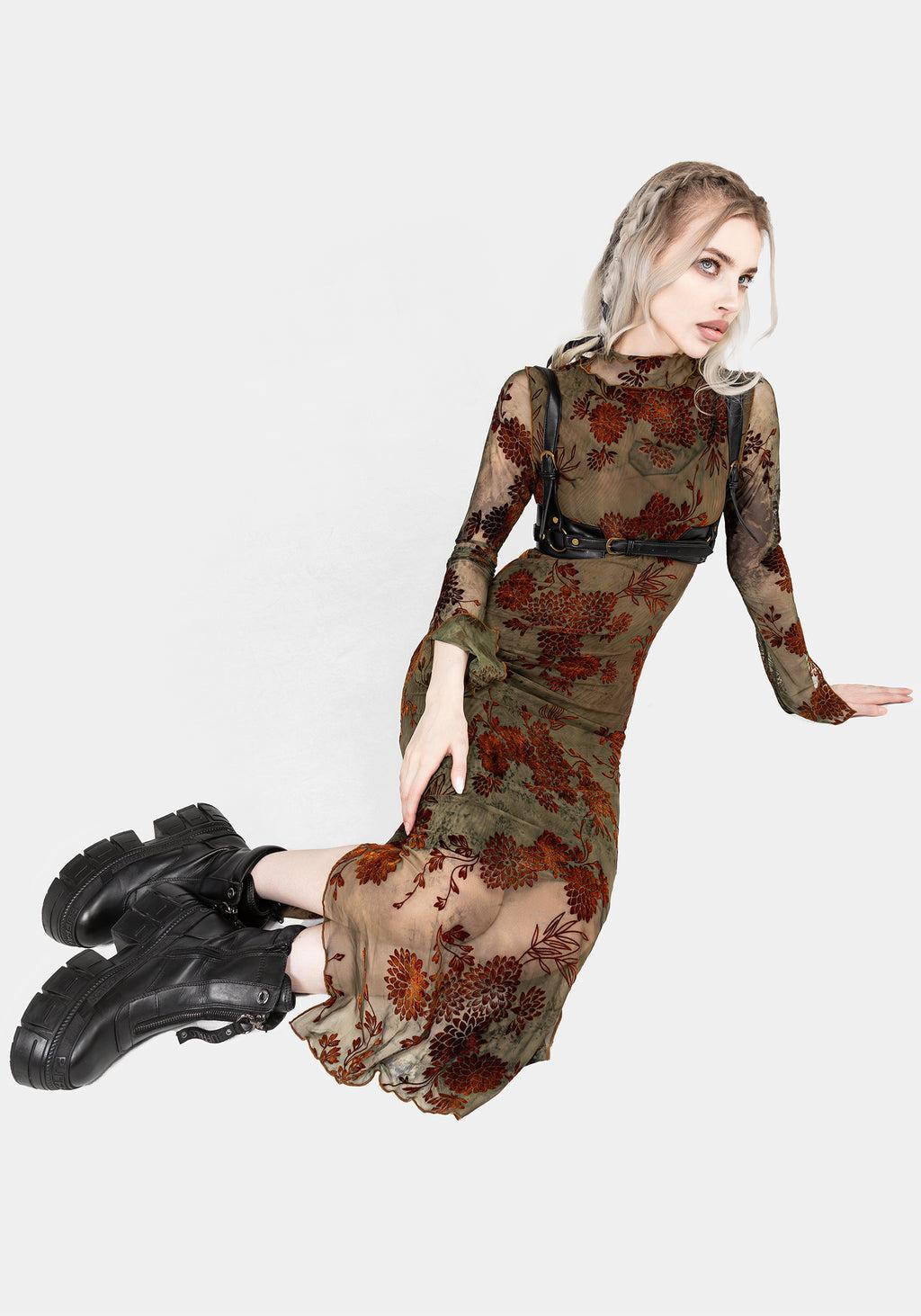 Rosaleigh Flock Velour Mesh Midaxi Dress Product Image