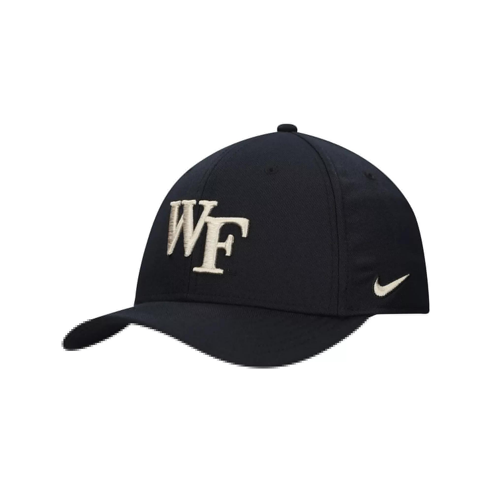 Men's Nike Black Wake Forest Demon Deacons 2024 Sideline Rise Swoosh Flex Hat, Size: Medium/Large, Wfu Black Product Image