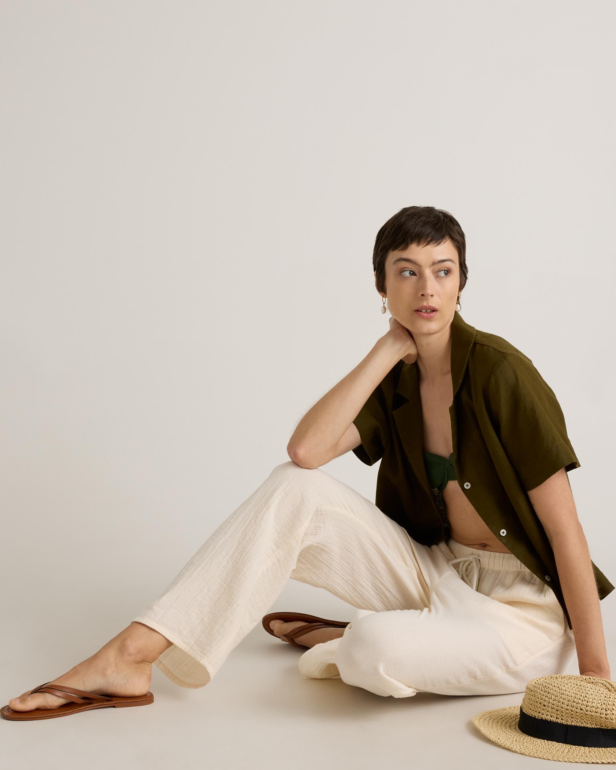 Quince | Women's Gauze Straight Leg Pants Organic Cotton Product Image