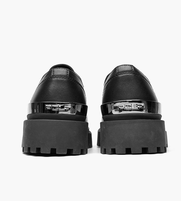 Faux Leather Metal Cap Platform Lace-Up Shoes Product Image