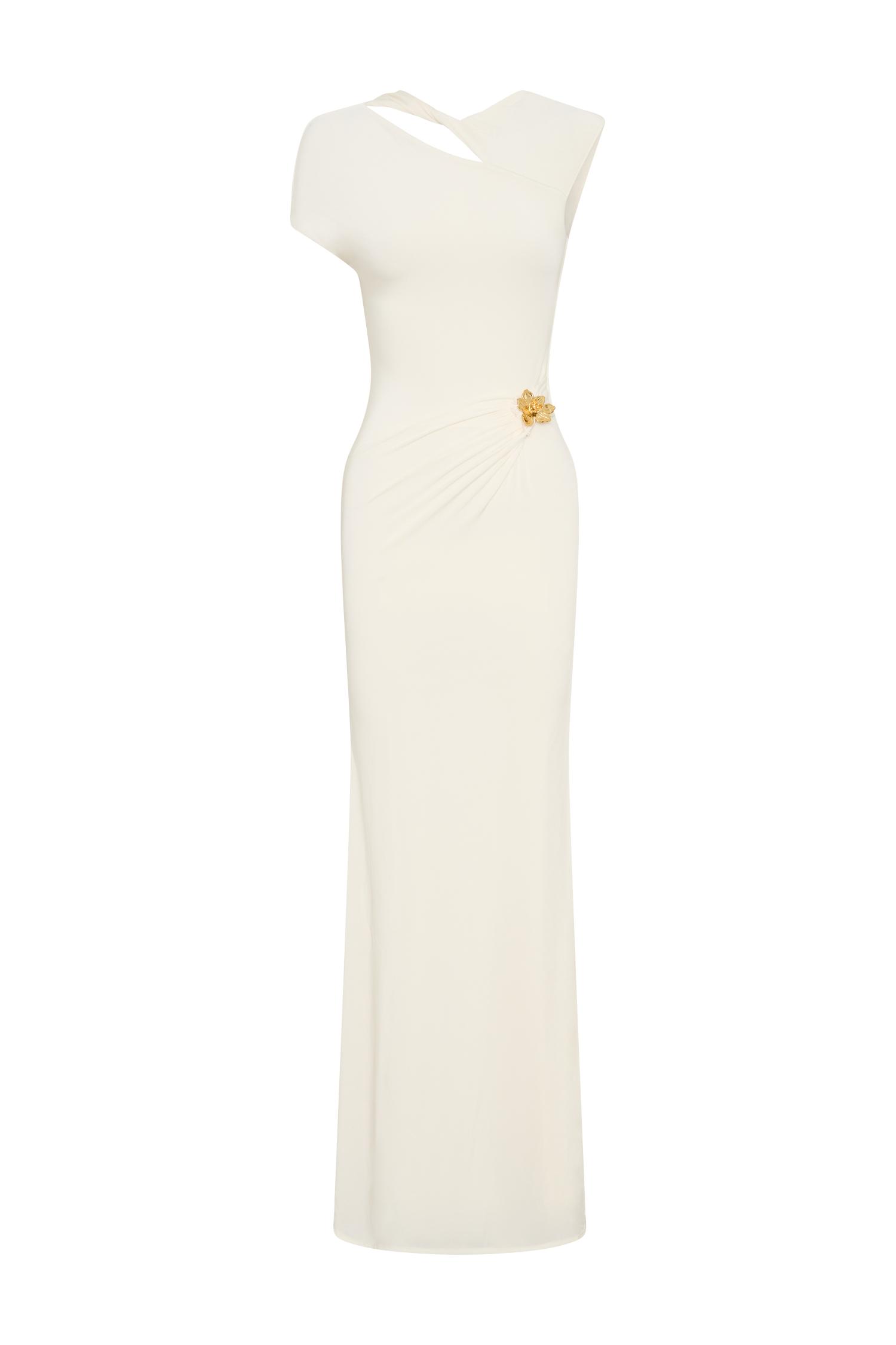 Kaida Slinky Maxi Dress With Hardware - Ivory Product Image
