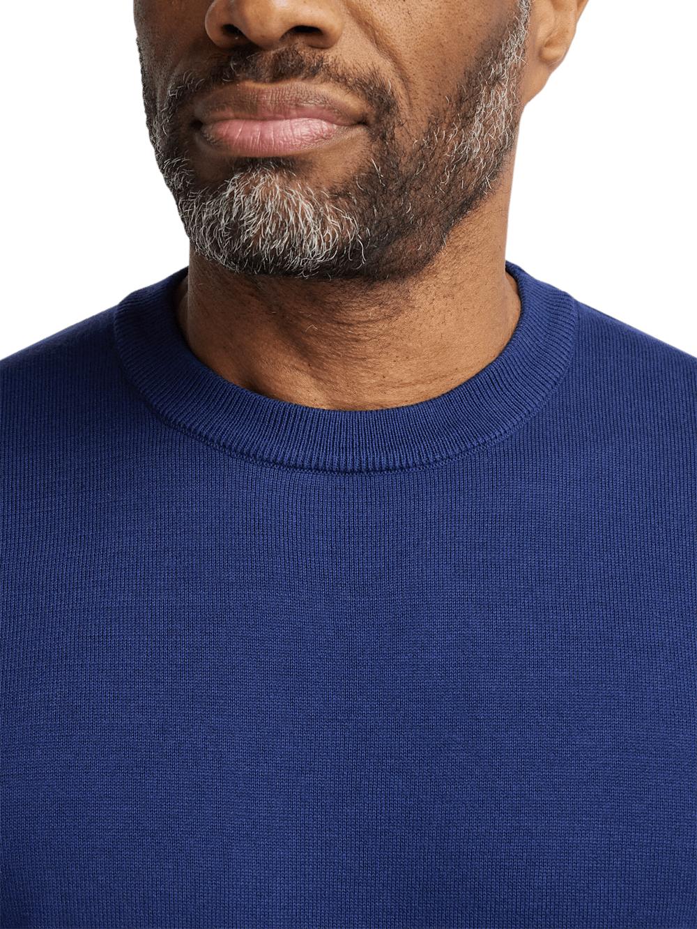 Supima Cotton Crew Neck Sweater - Navy Product Image