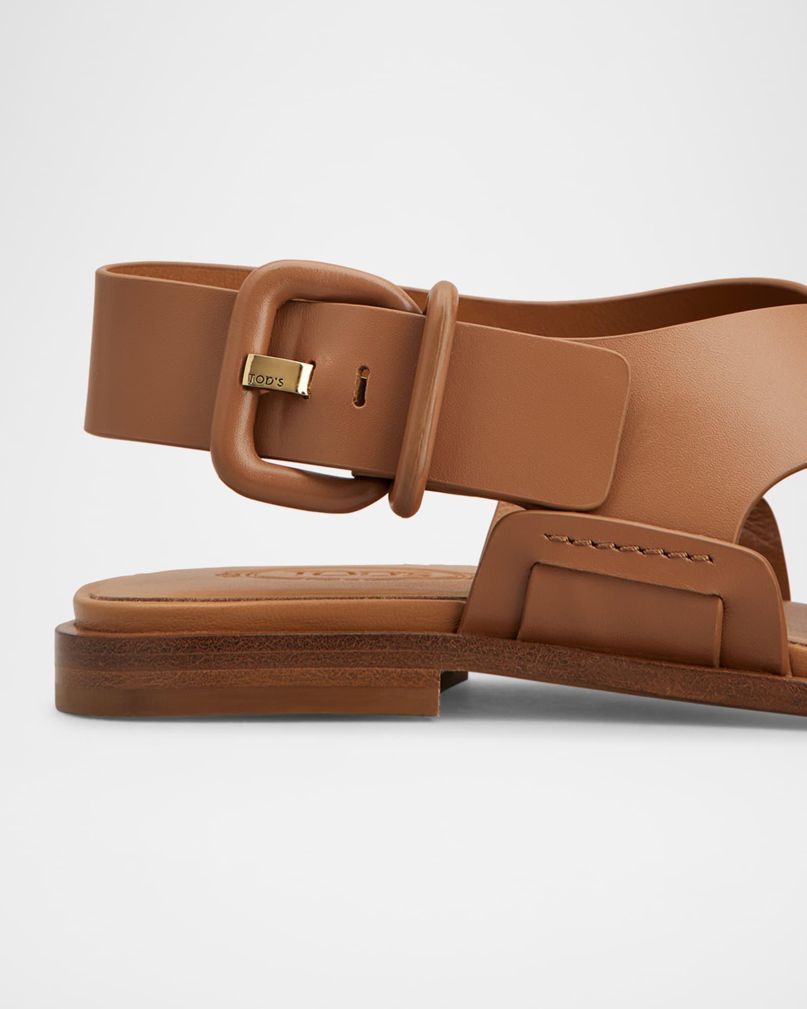 Leather Criscross Flat Sandals Product Image