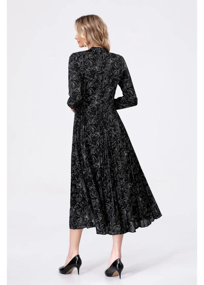 Black Floral Midi Dress Product Image