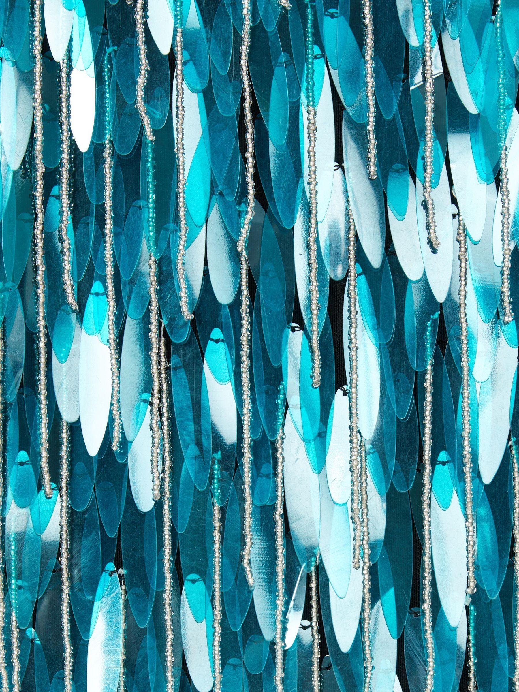 ILTA Sequinned and Beaded Halter-Neck Dress in Turquoise Product Image