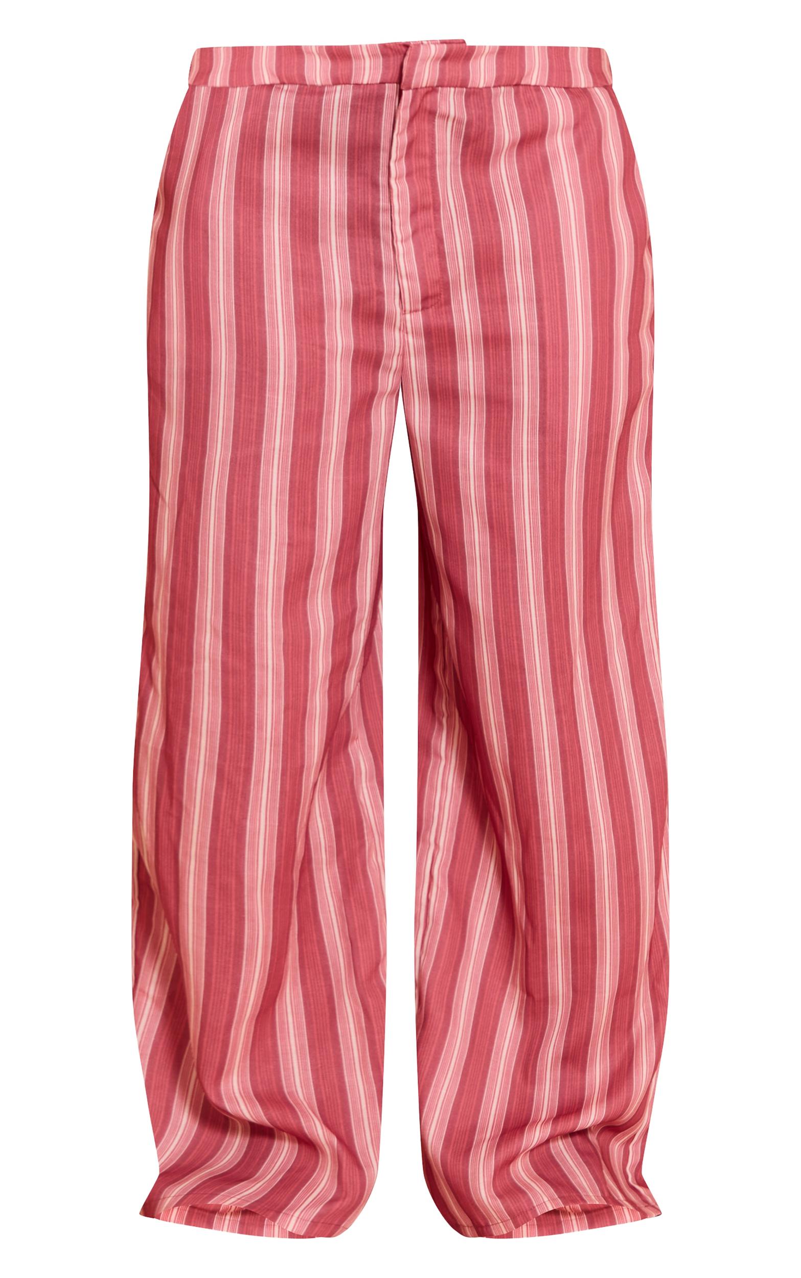 Plus Red Pinstriped Wide Leg Pants Product Image