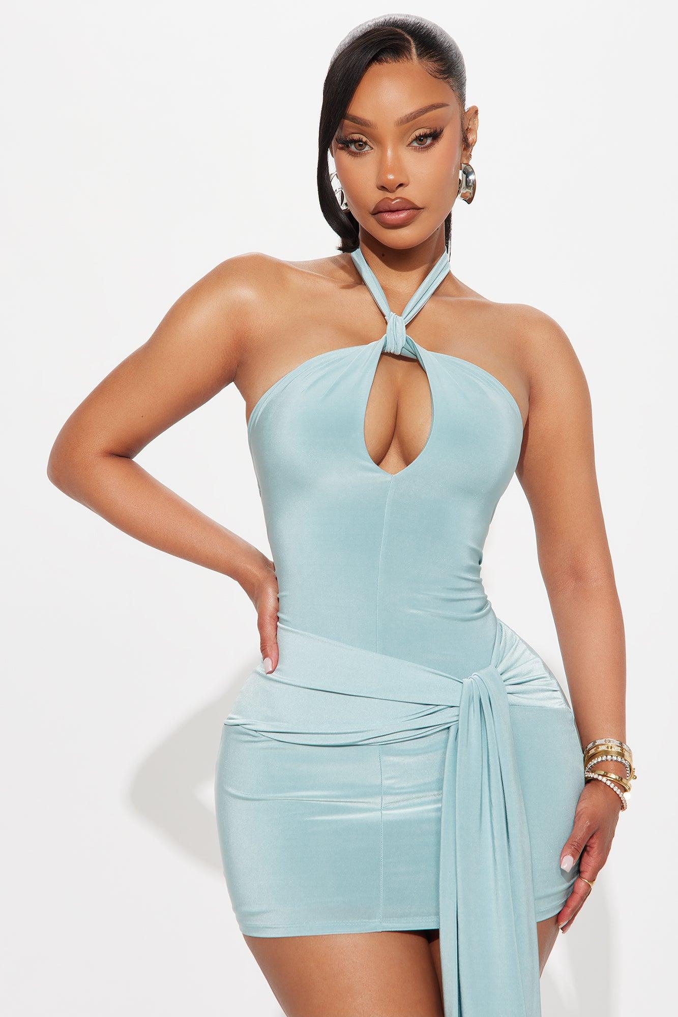 Jazmin Halter Mini Dress - Aqua Female Product Image
