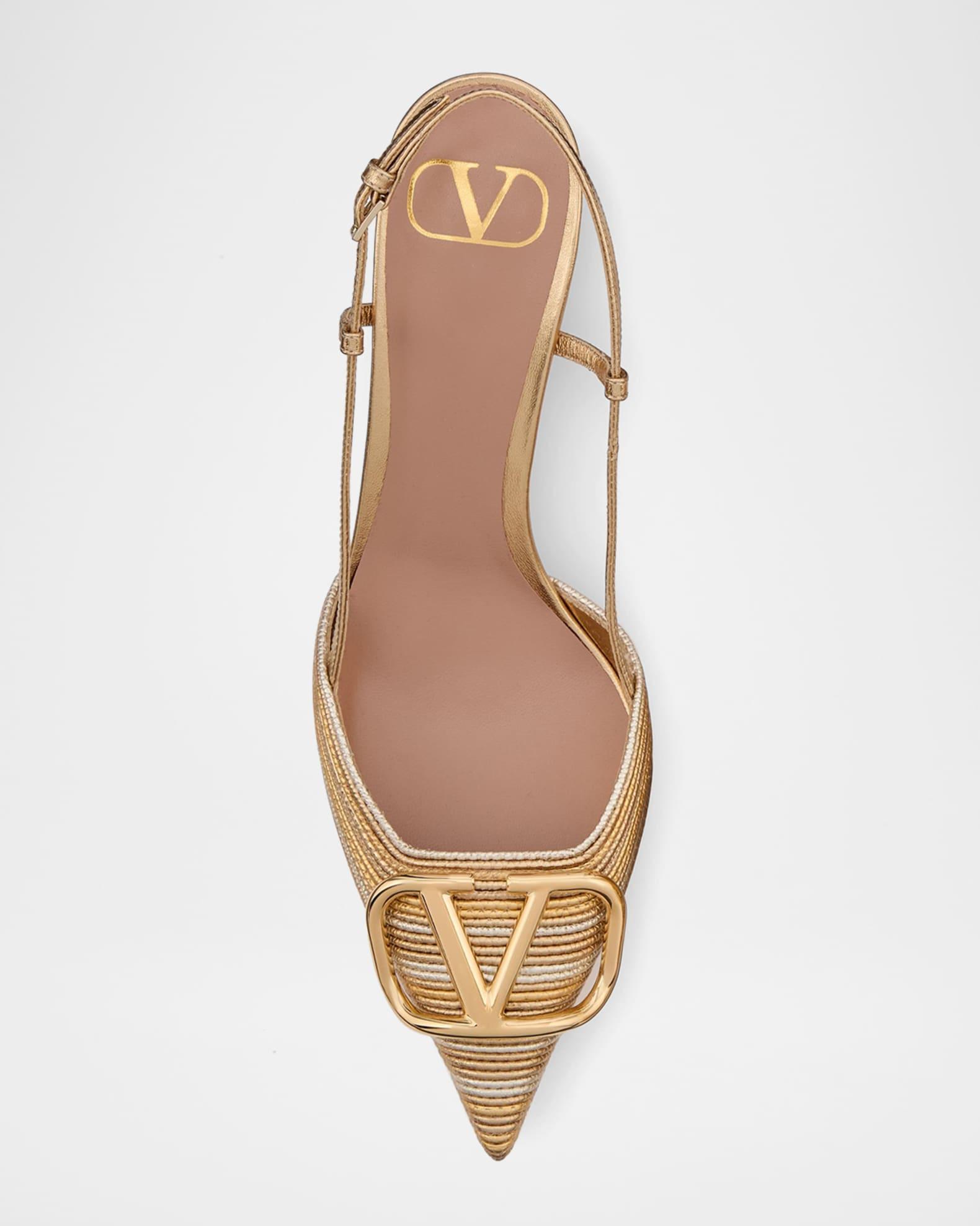 VLogo Metallic Slingback Pumps Product Image