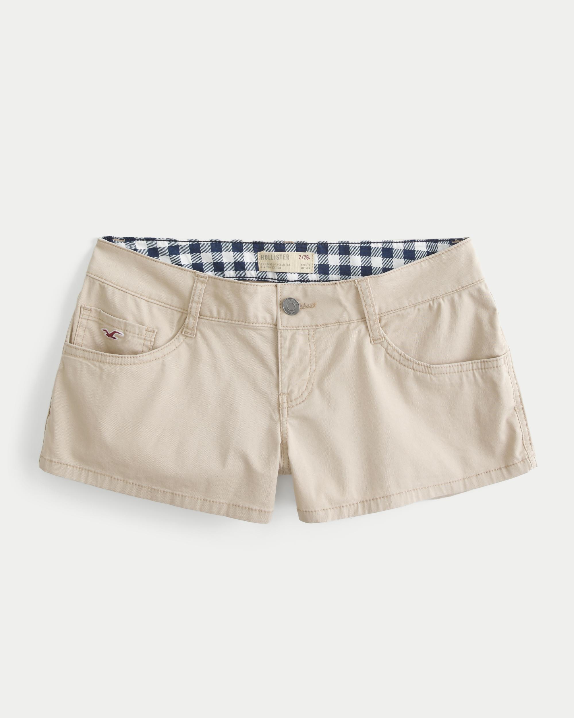 Ultra Low-Rise Khaki Twill Mini Shorts Product Image