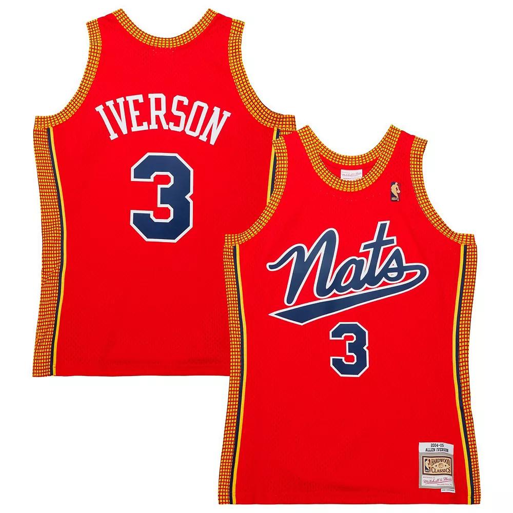 Mens Mitchell & Ness Allen Iverson Red Philadelphia 76ers Hardwood Classics Swingman Jersey Product Image