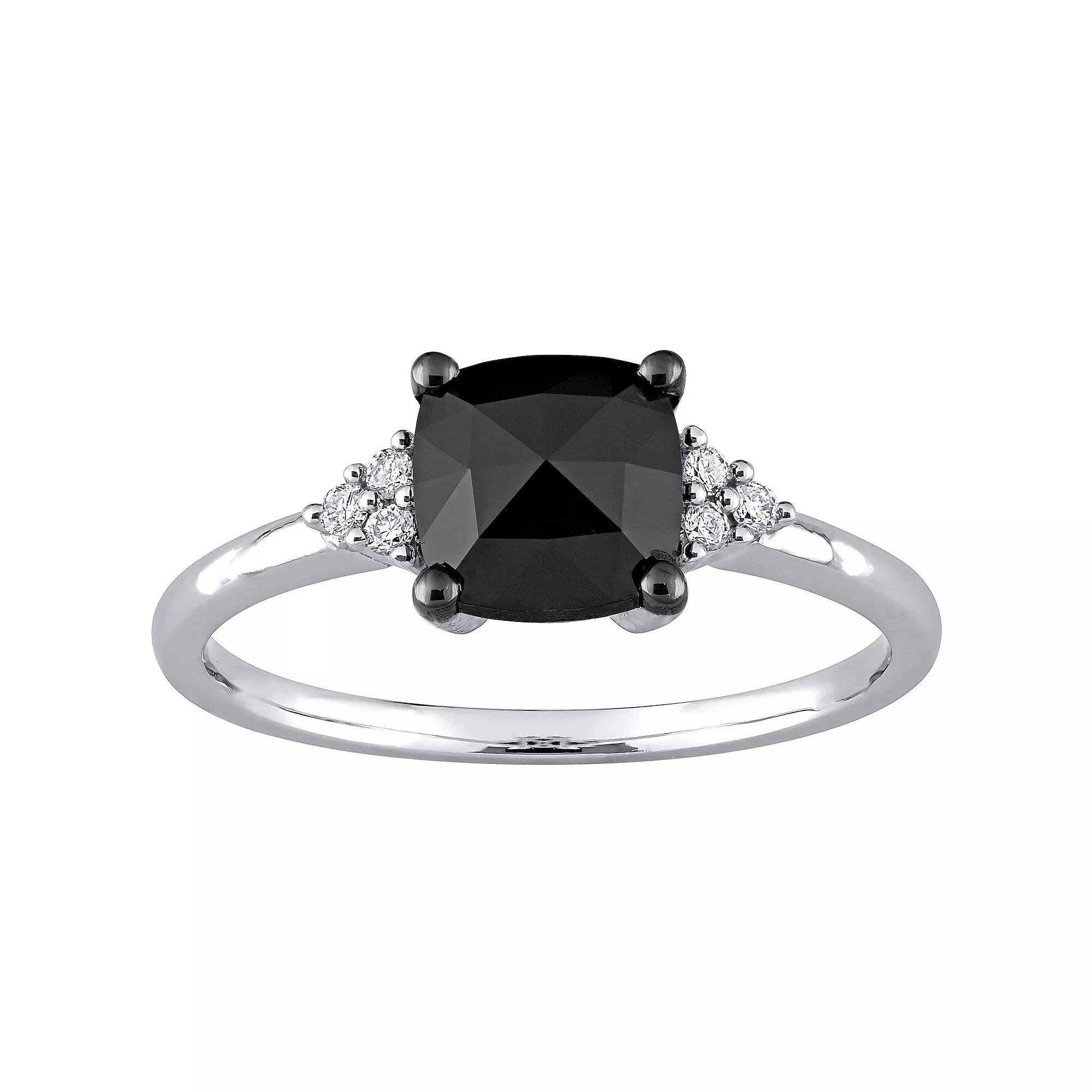 Stella Grace 14k White Gold 1 1/3 Carat T.W. Black & White Diamond Engagement Ring, Women's, Size: 8 Product Image