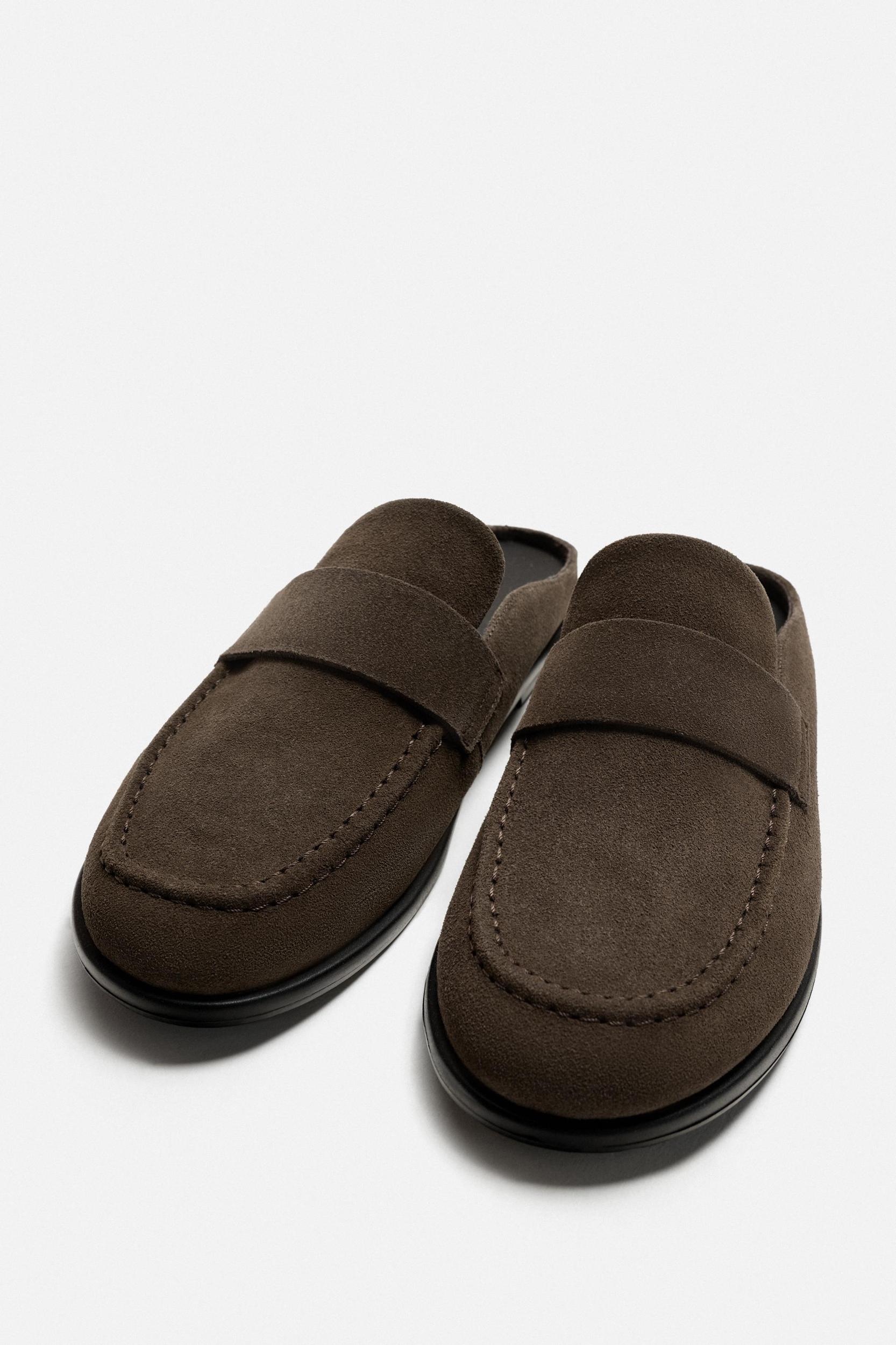 LEATHER OPEN BACK LOAFERS Product Image