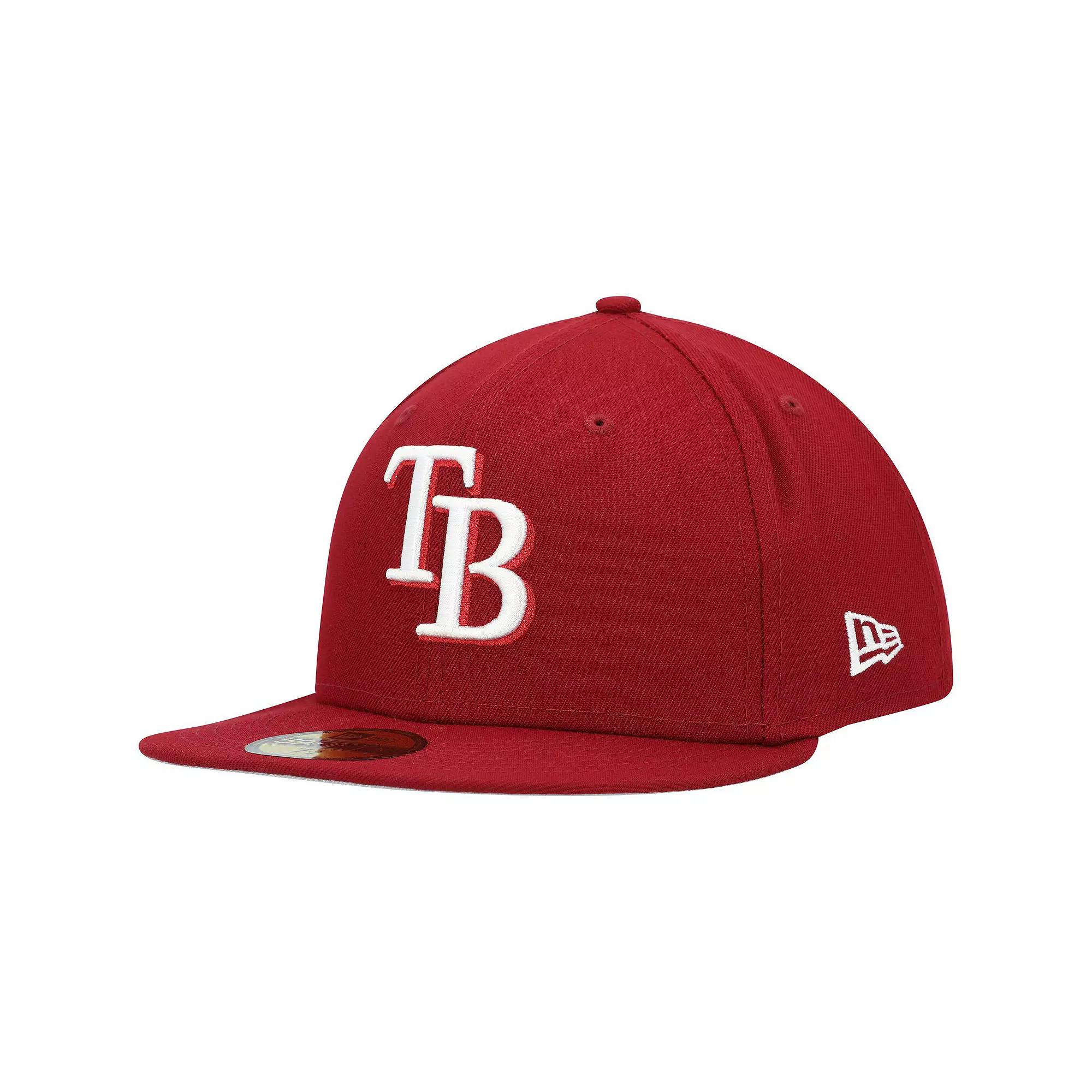 Men's New Era Cardinal Tampa Bay Rays White Logo 59FIFTY Fitted Hat,  Product Image