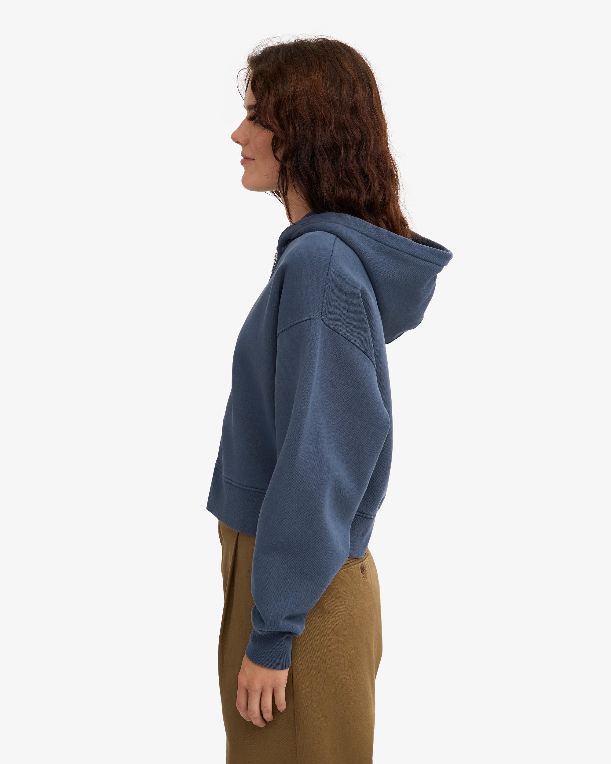 Organic Crop Zip Hood - Petrol Blue Product Image