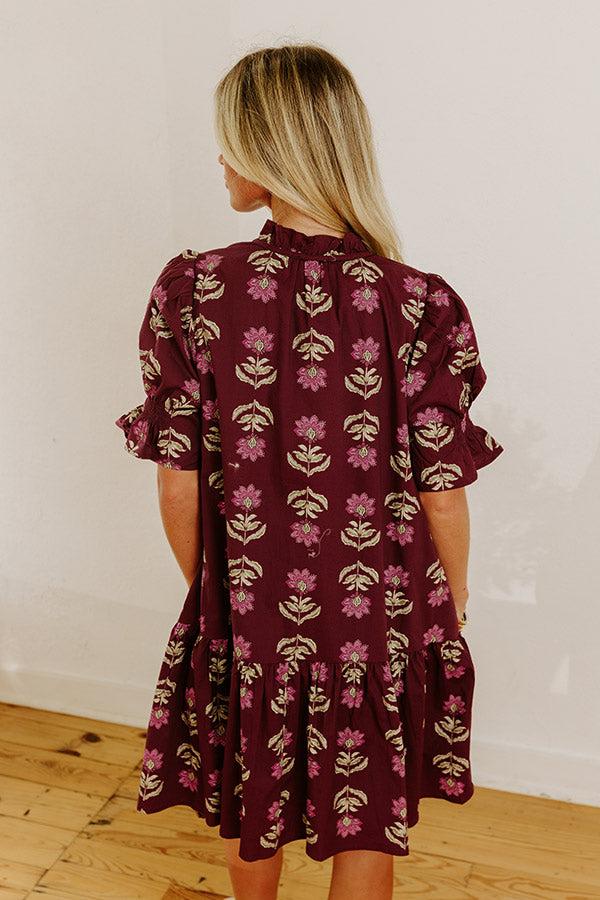 Bordeaux Sipping Floral Mini Dress Product Image