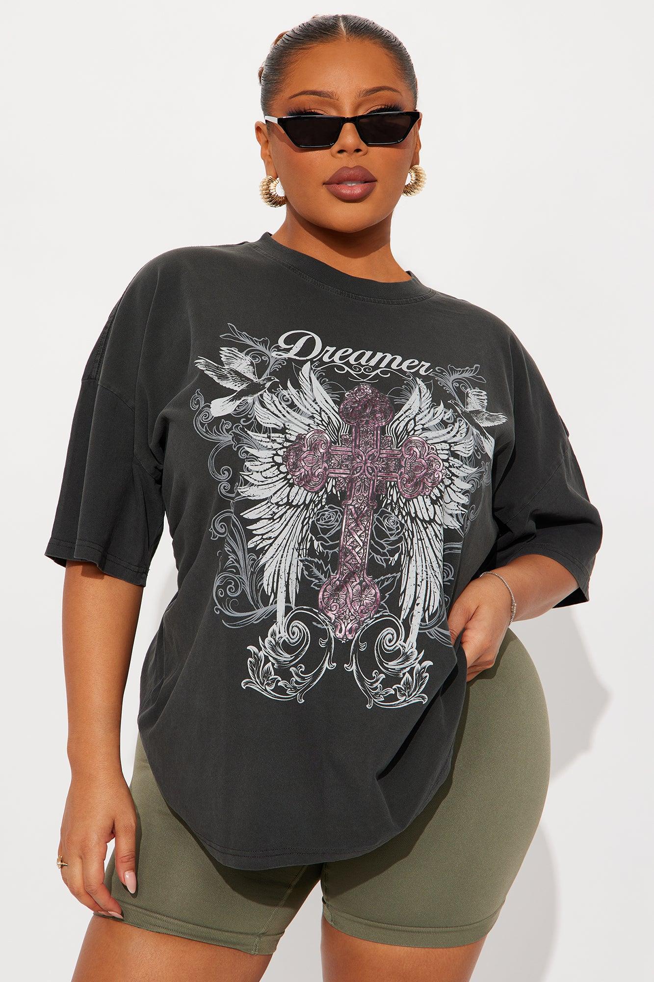 Dreamer Cross Vintage Washed Tee - Black Female Product Image