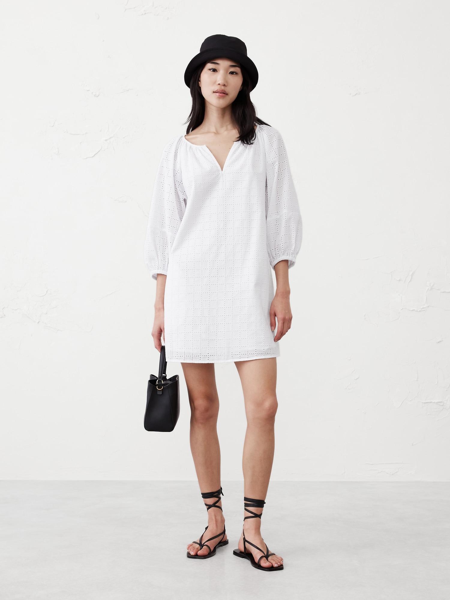 Poplin Puff-Sleeve Mini Dress Product Image