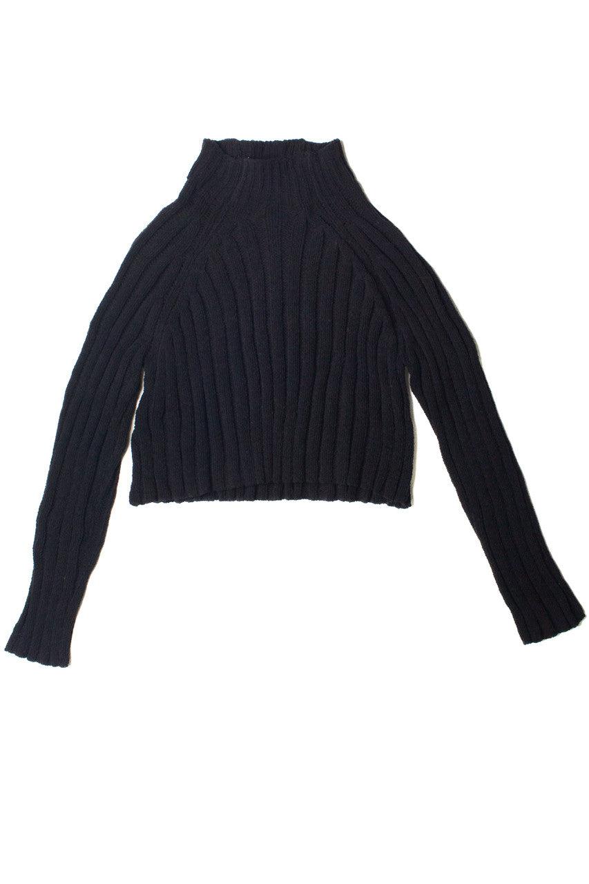 Black Funnel Neck Sweater Product Image