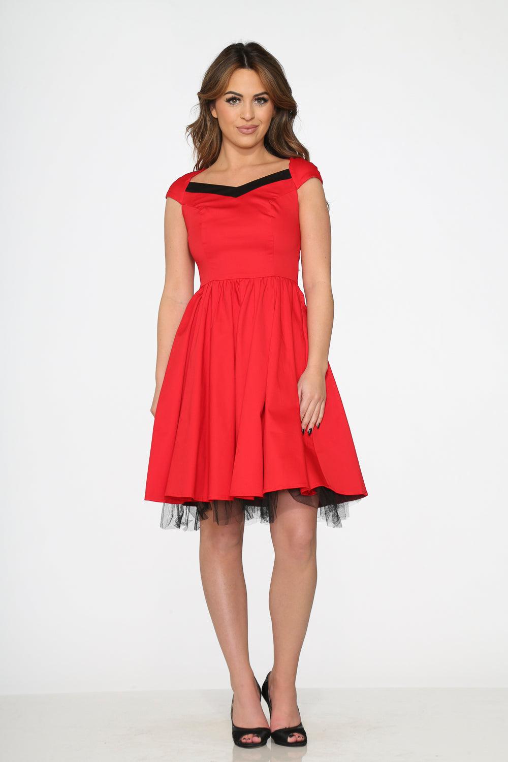 Red & Black Trim Swing Dress Product Image
