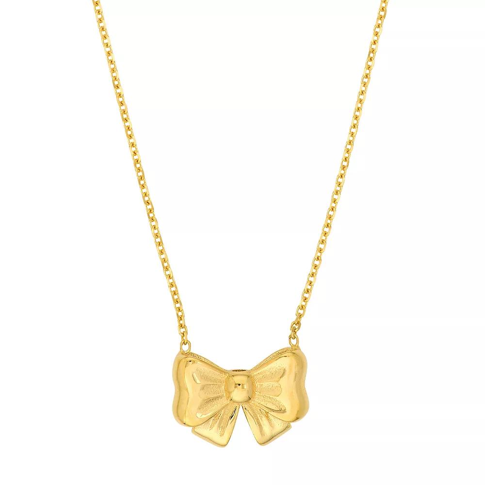 14k Gold Bow Adjustable Pendant Necklace, Women's, Size: 18" Product Image