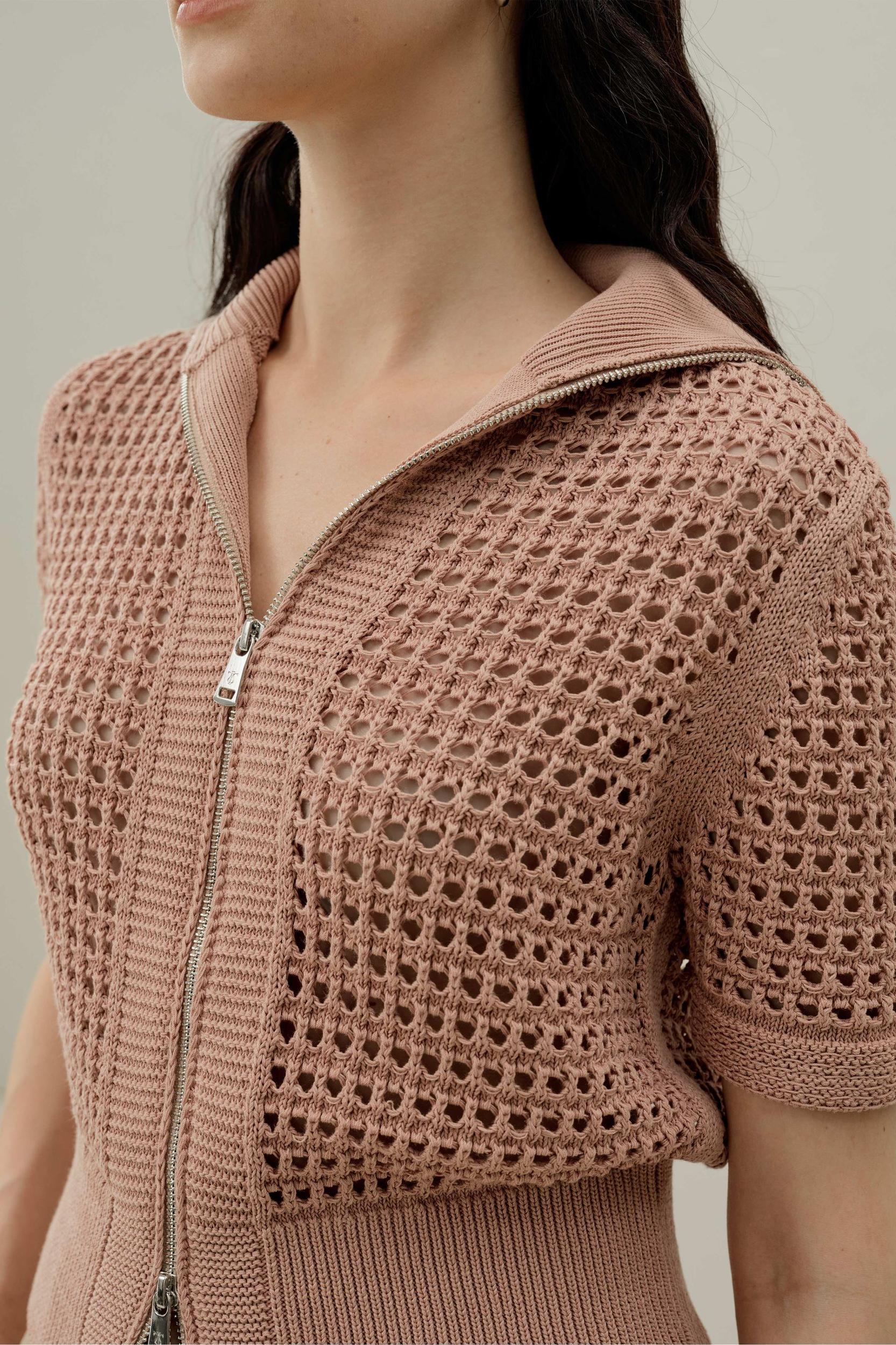 Toscana Pointelle Knit Double-Zip Cardigan Product Image