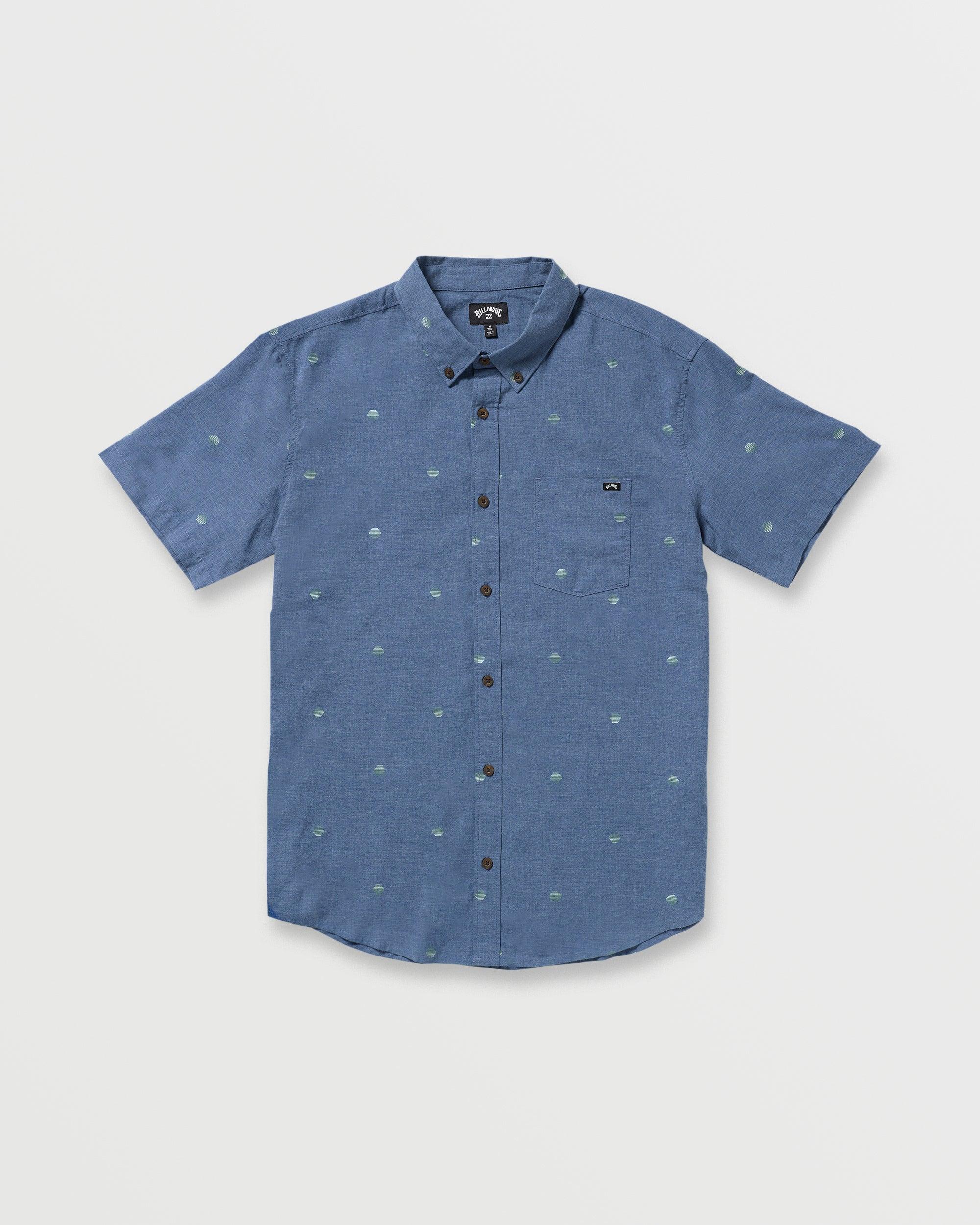 All Day Jacquard Short Sleeve Shirt - Deep Blue Male Product Image
