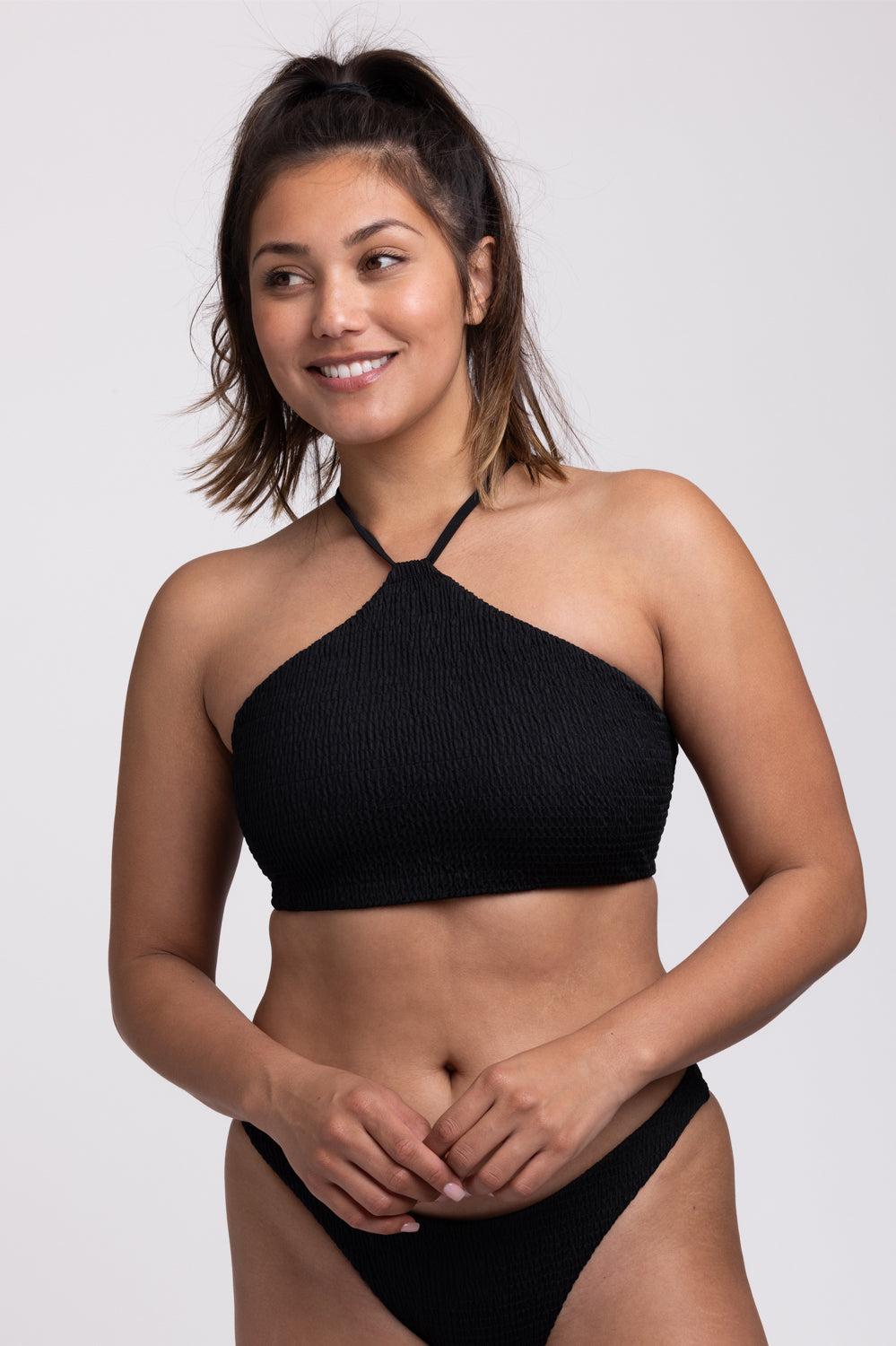 Luna Smocked Bikini Top - Black Female Product Image