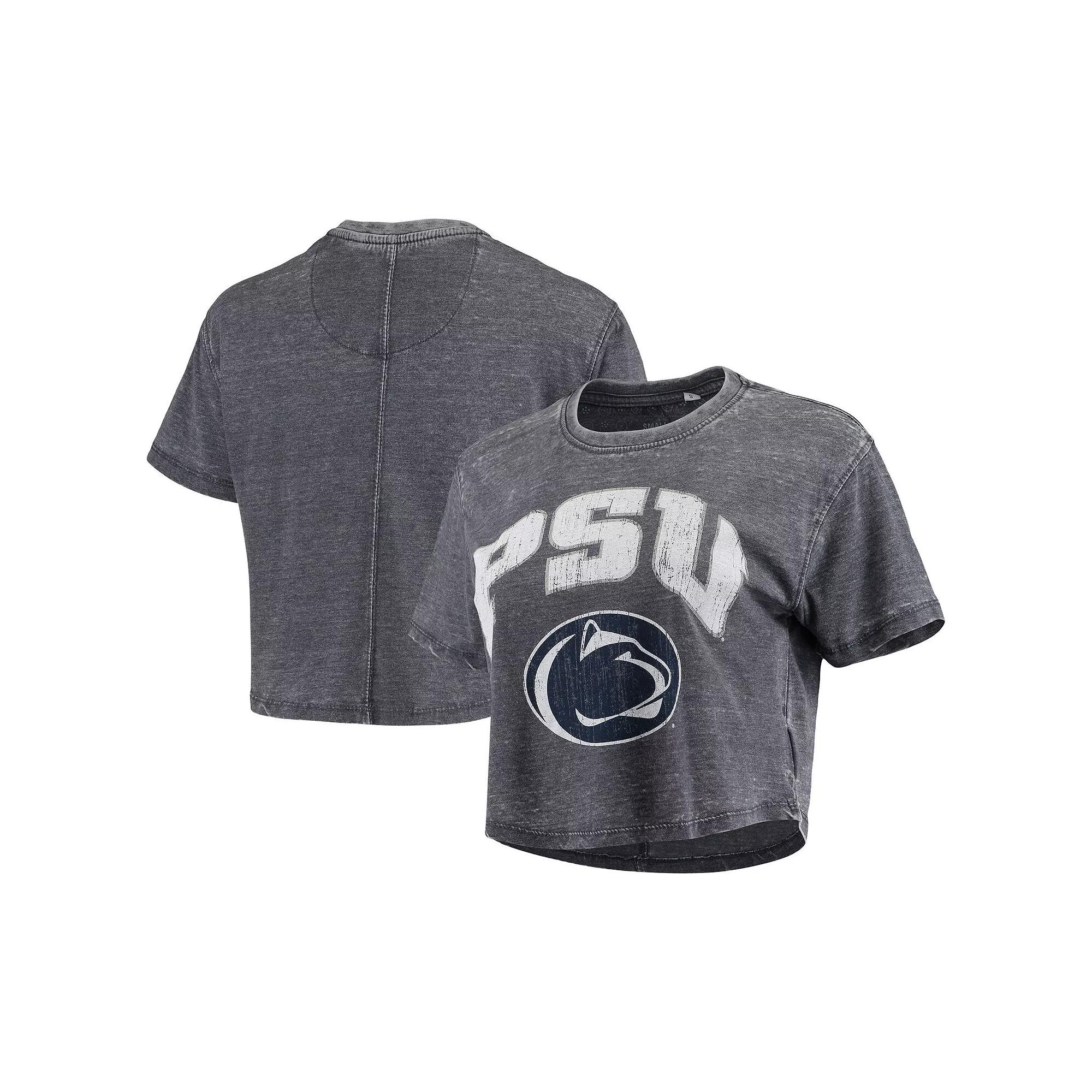 Women's Pressbox Navy Penn State Nittany Lions Edith Vintage Burnout Crop T-Shirt,  Product Image