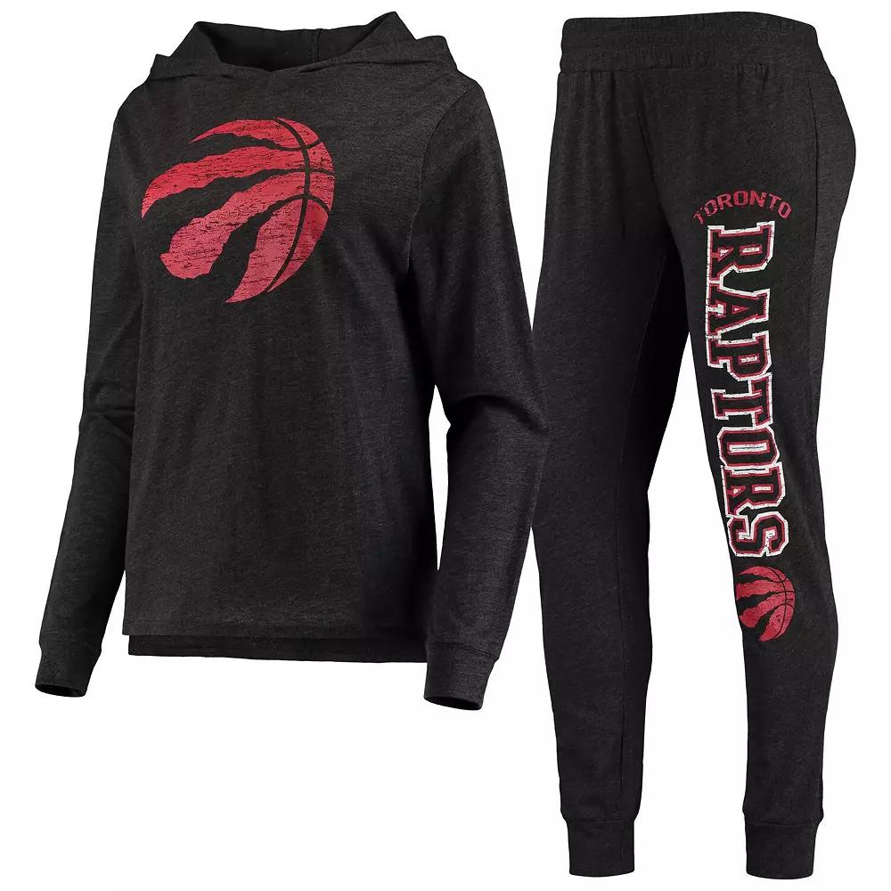 Women's Concepts Sport Black Toronto Raptors Hoodie & Pants Sleep Set, Size: Medium, Rpt Black Product Image