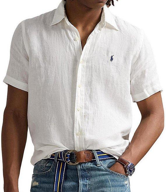 Polo Ralph Lauren Solid Linen Short Sleeve Woven Button Down Shirt Product Image