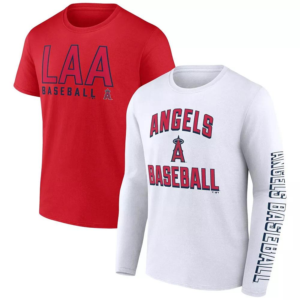 Men's Fanatics Branded Red/White Los Angeles Angels Two-Pack Combo T-Shirt Set, Size: Large Product Image