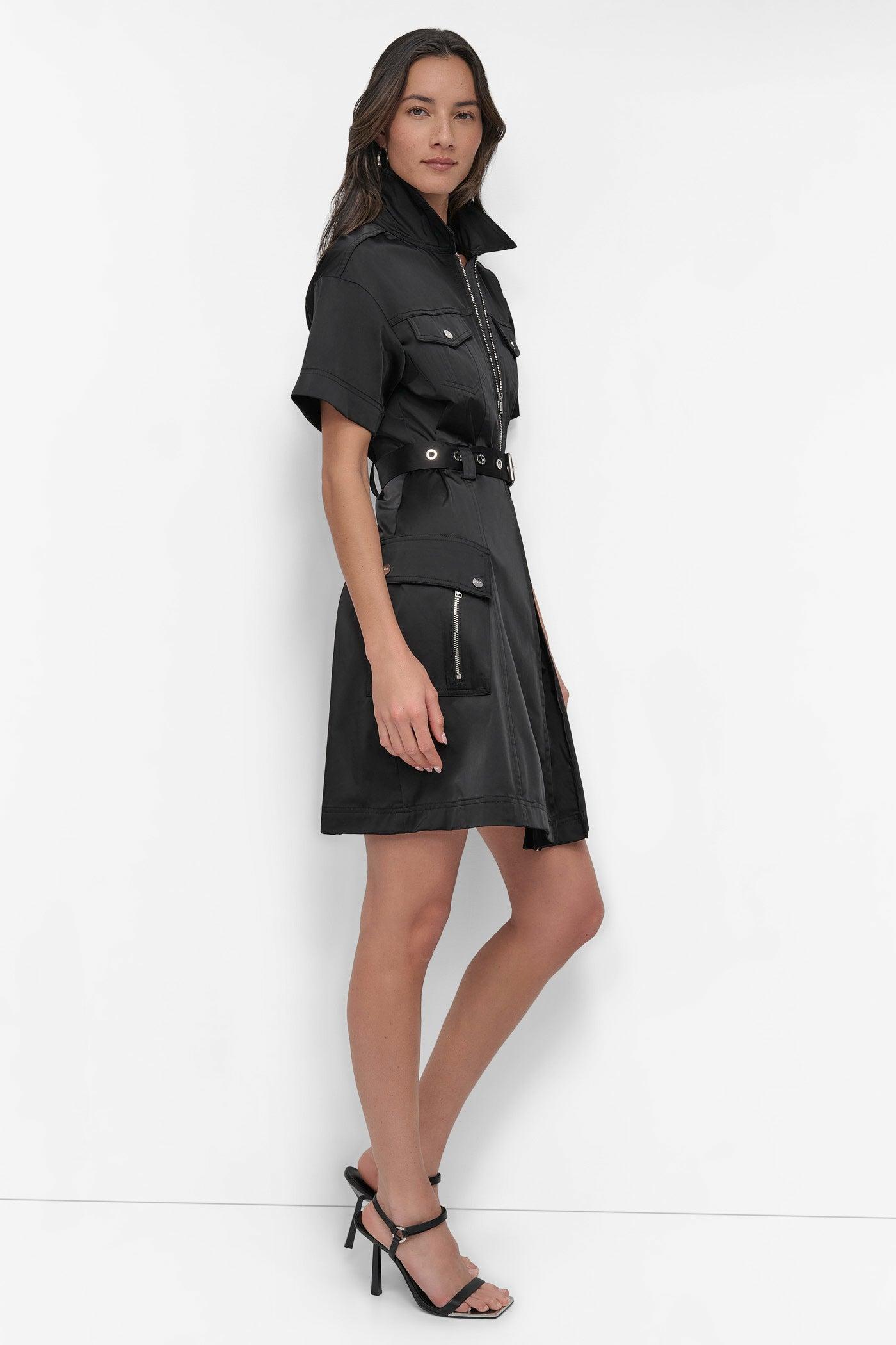 SHIRT DRESS WITH FRONT ZIPPER Product Image