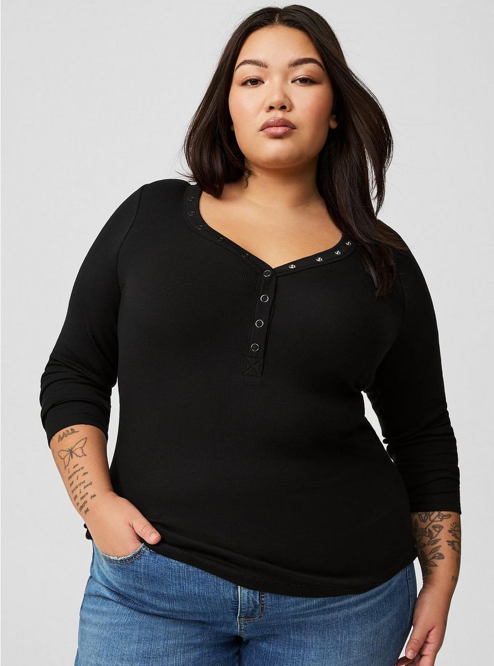 Ribbed V-Neck Long Sleeve Top Product Image