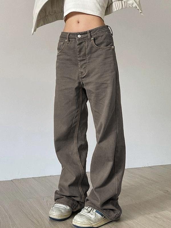 Vintage Washed Mid Rise Boyfriend Jeans Product Image
