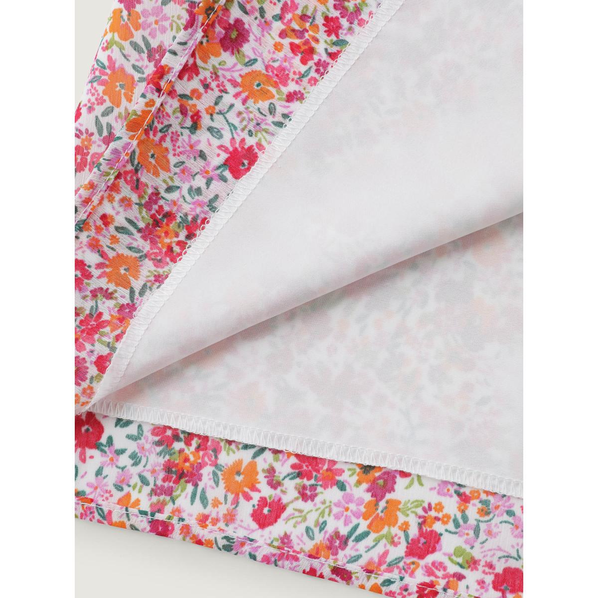 Plus Size Ivory Sweet Floral Print Ruffled Neck Blouse Women Timeless Long Sleeve V-neck Elegant Blouses BloomChic 18-20/2X Product Image