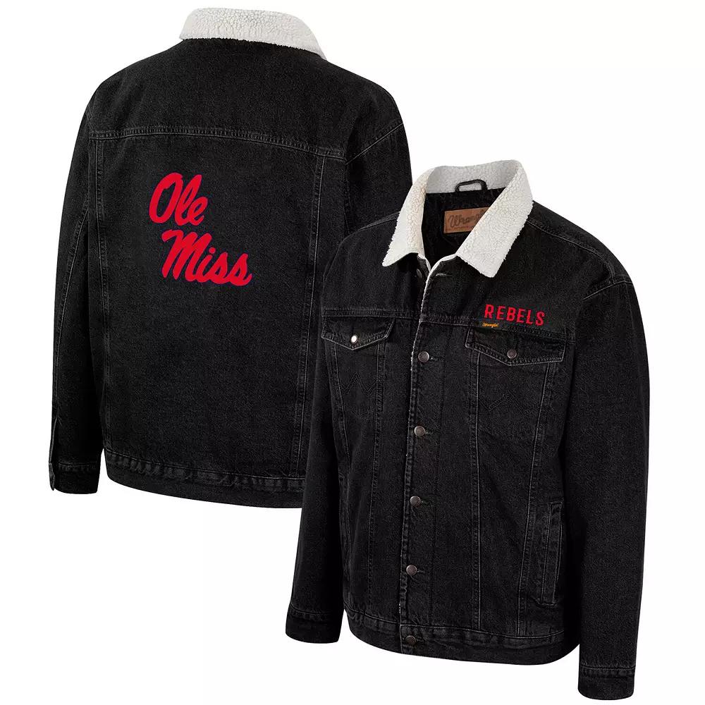Men's Colosseum x Wrangler Charcoal Ole Miss Rebels Western Button-Up Denim Jacket,  Product Image