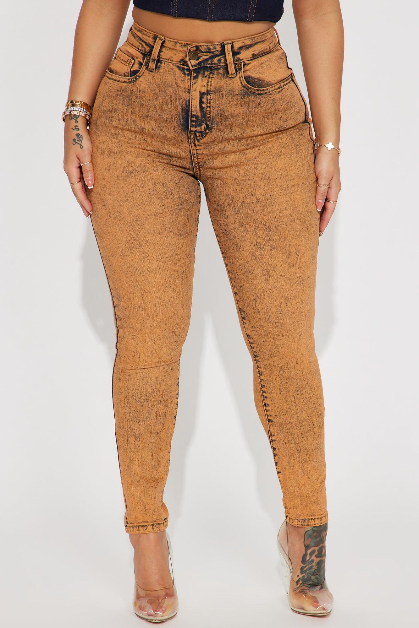 It's Giving High Stretch Curvy Skinny Jeans - Orange Product Image