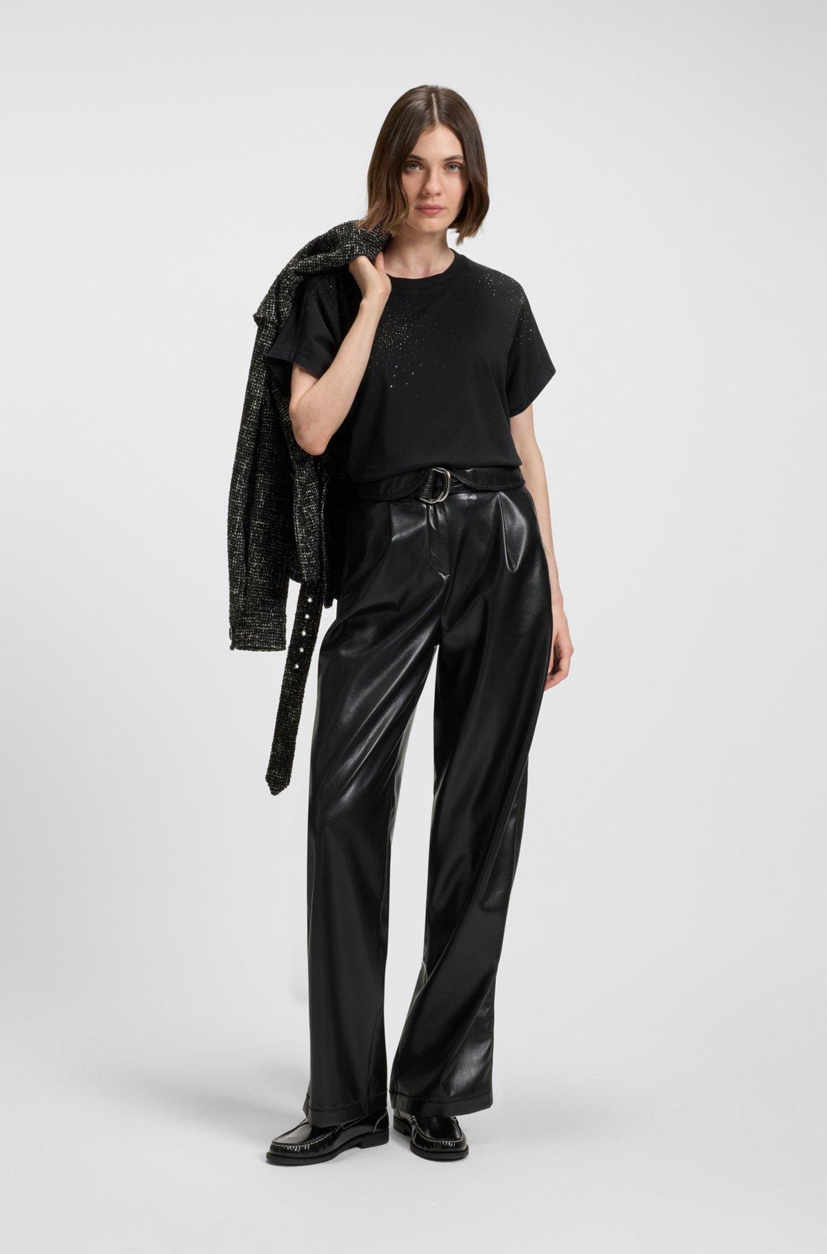 Oversize-fit cotton T-shirt with crystal artwork Product Image