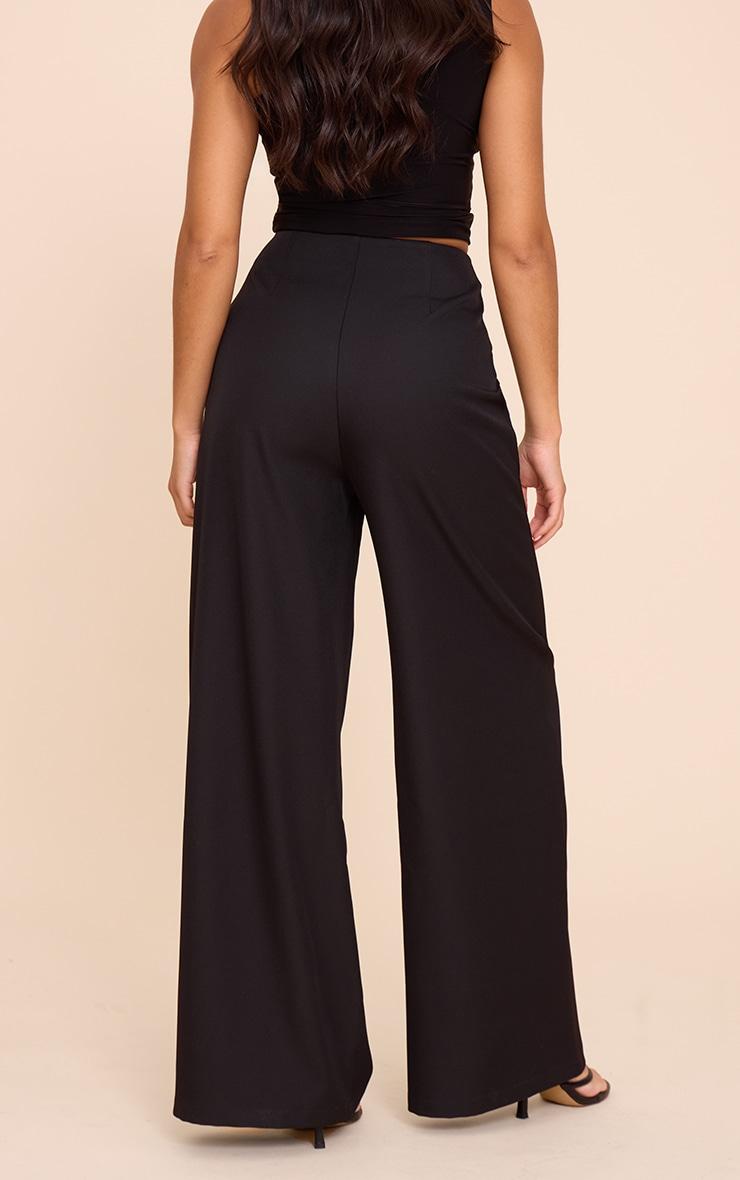 Black Tailored Woven Pleat Detail Wide Leg Pants Product Image