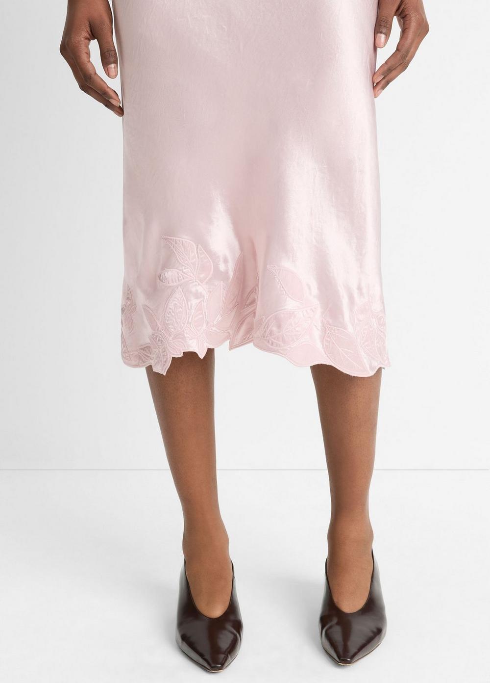 Cutout-Hem Satin Slip Skirt Product Image