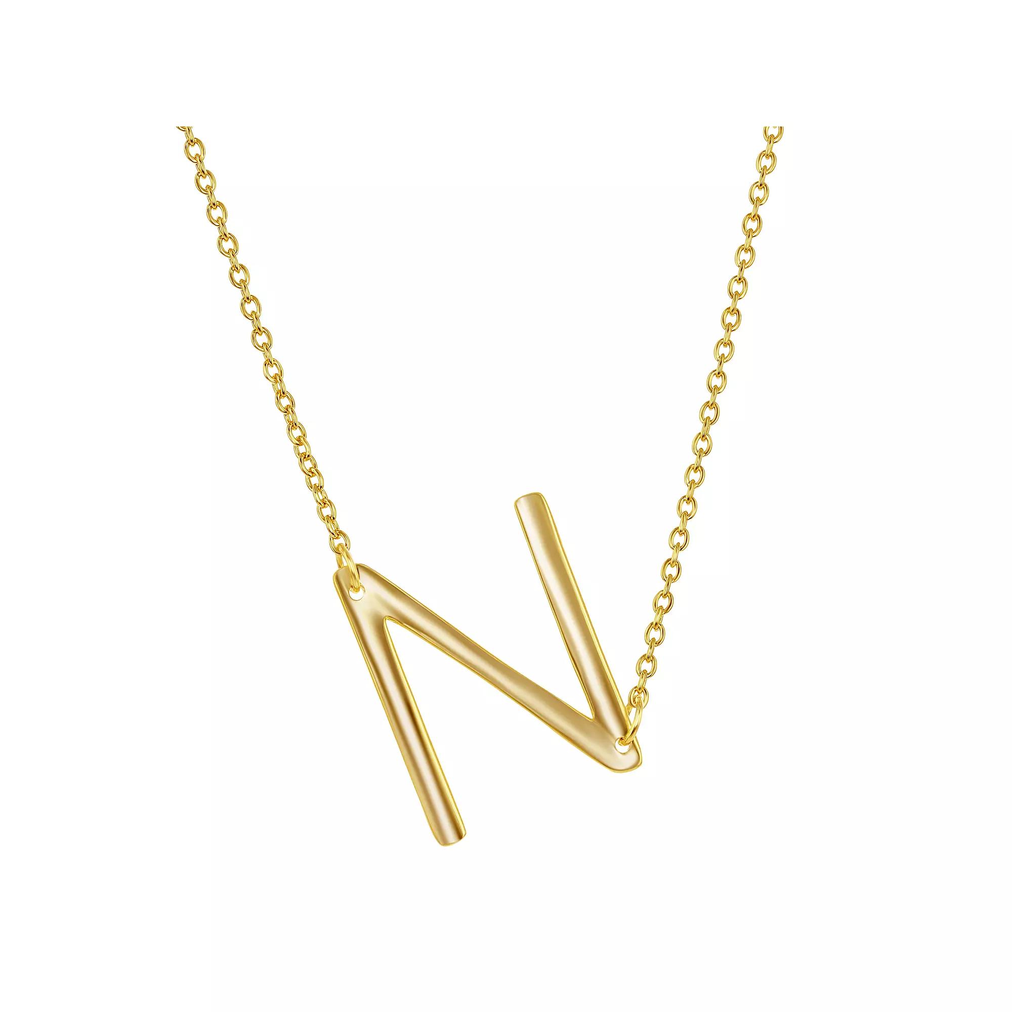 Sterling Silver Sideways Initial Necklace, Women's, Size: 16-18" ADJ, Gold Tone M Product Image