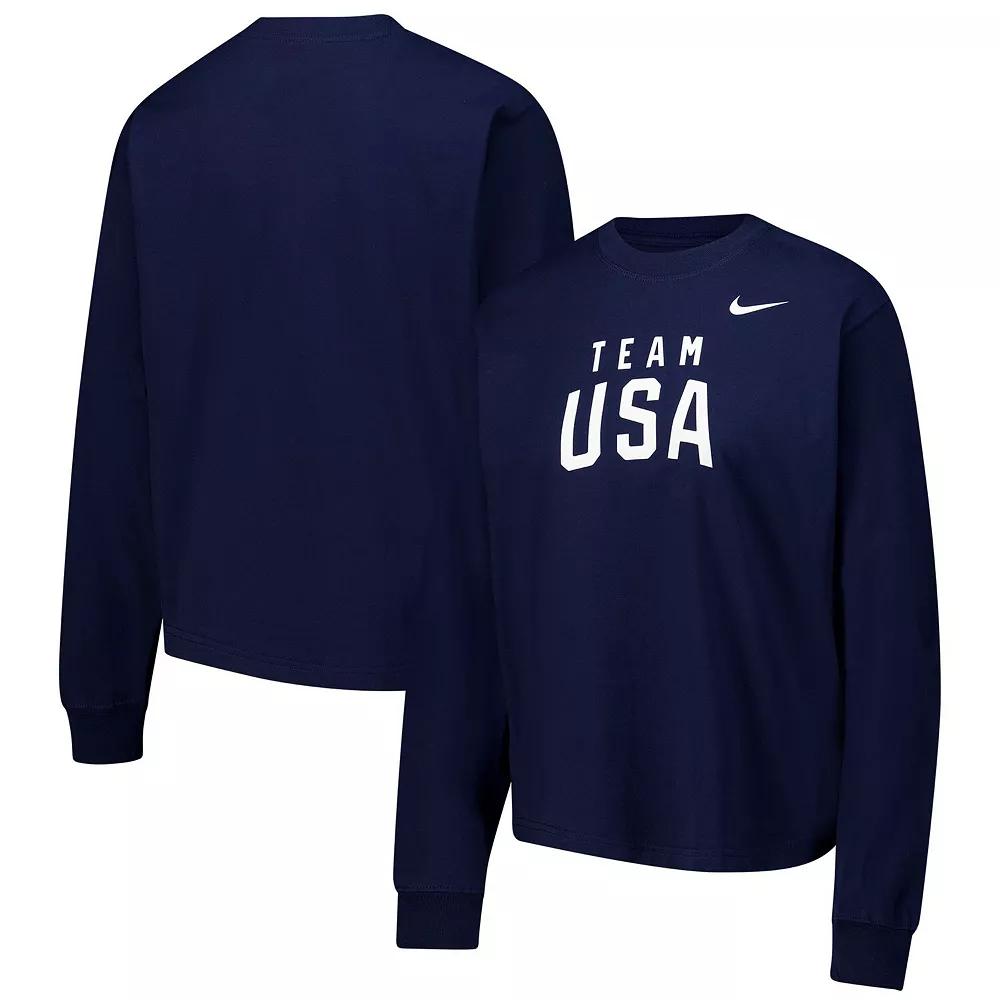 Women's Nike Navy Team USA Boxy Long Sleeve T-Shirt, Size: Large, Usa Blue Product Image