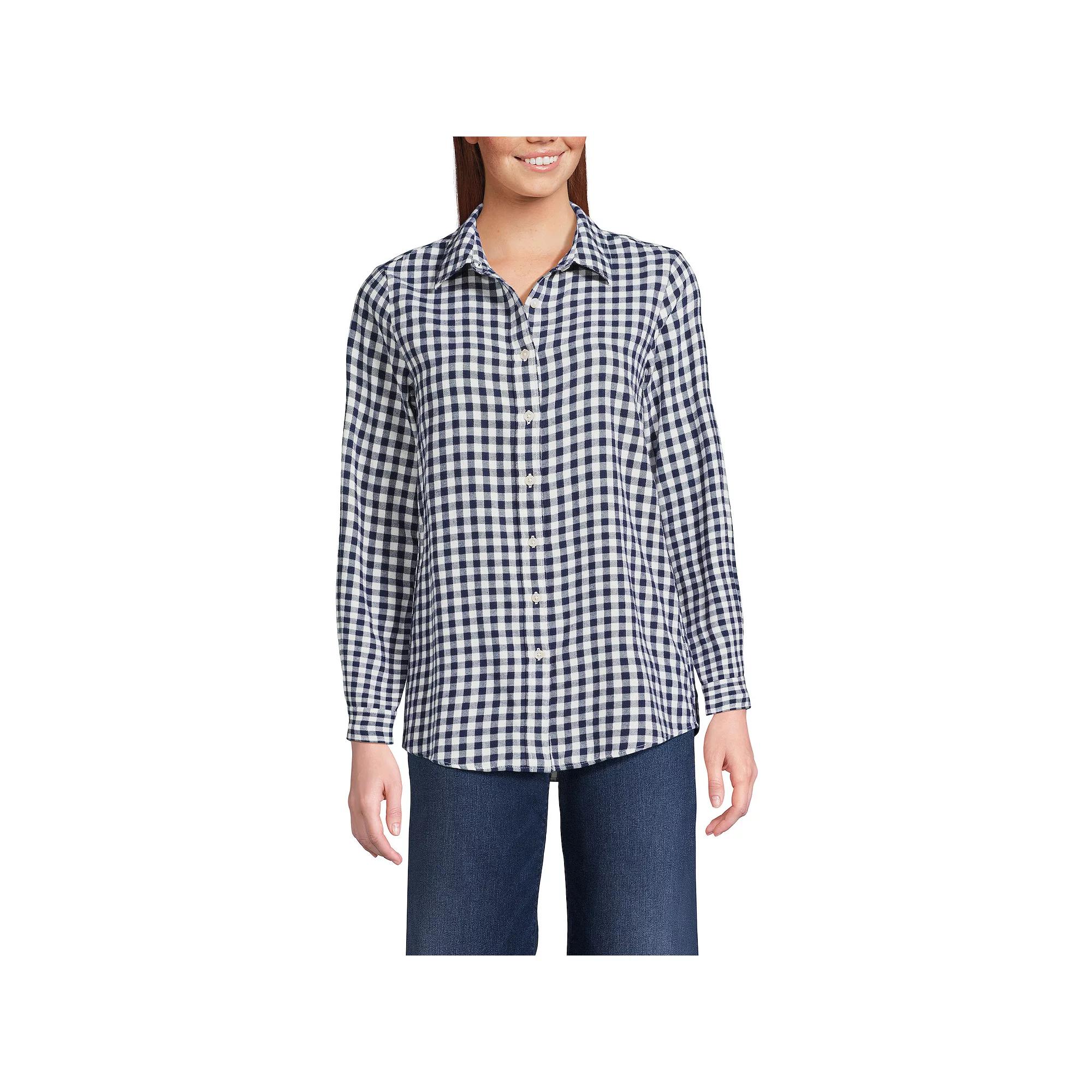 Women's Lands' End Flannel Boyfriend Shirt,  Product Image
